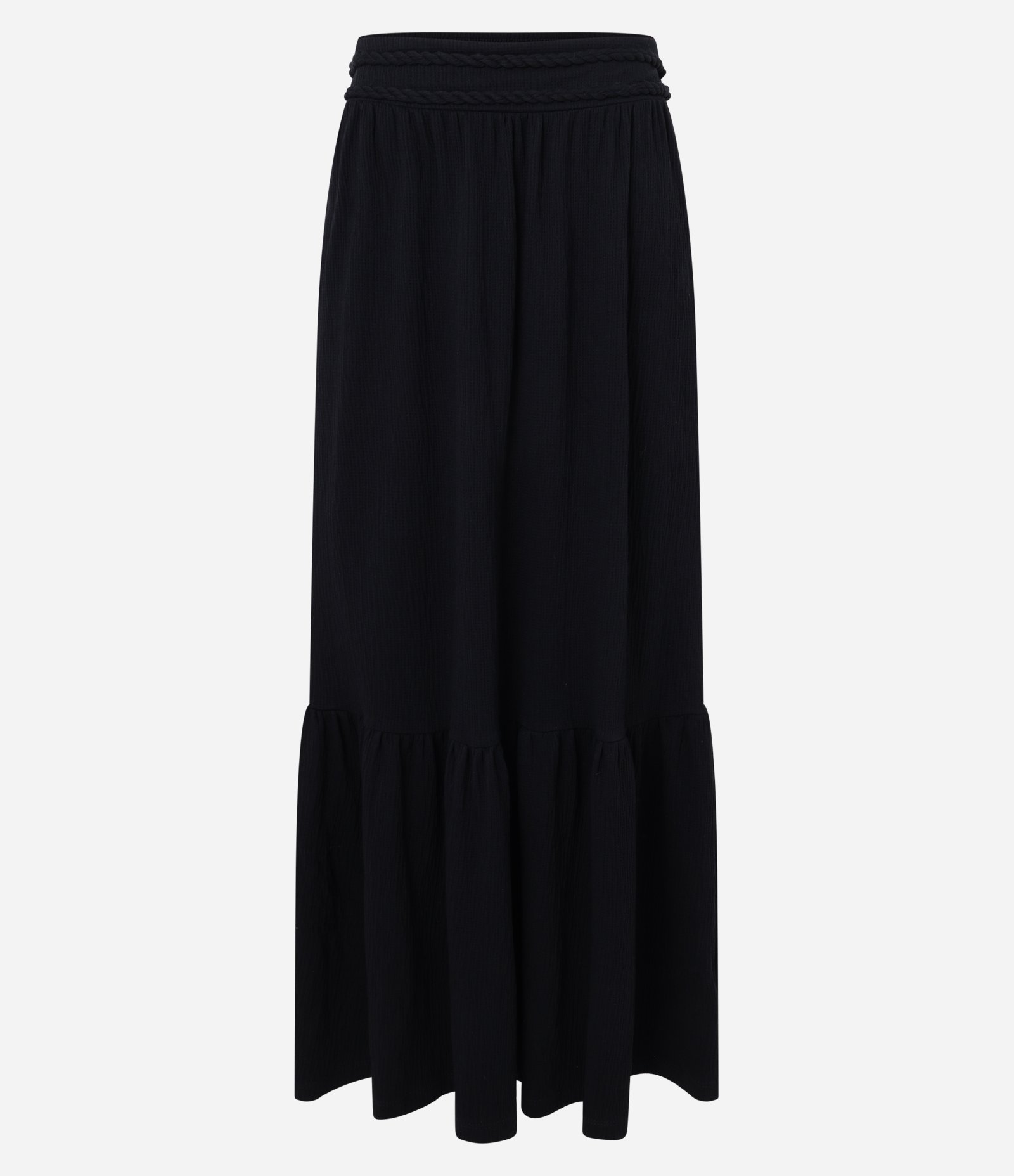 Saia New Midi Texturizada com Cós Trançado Preto 6