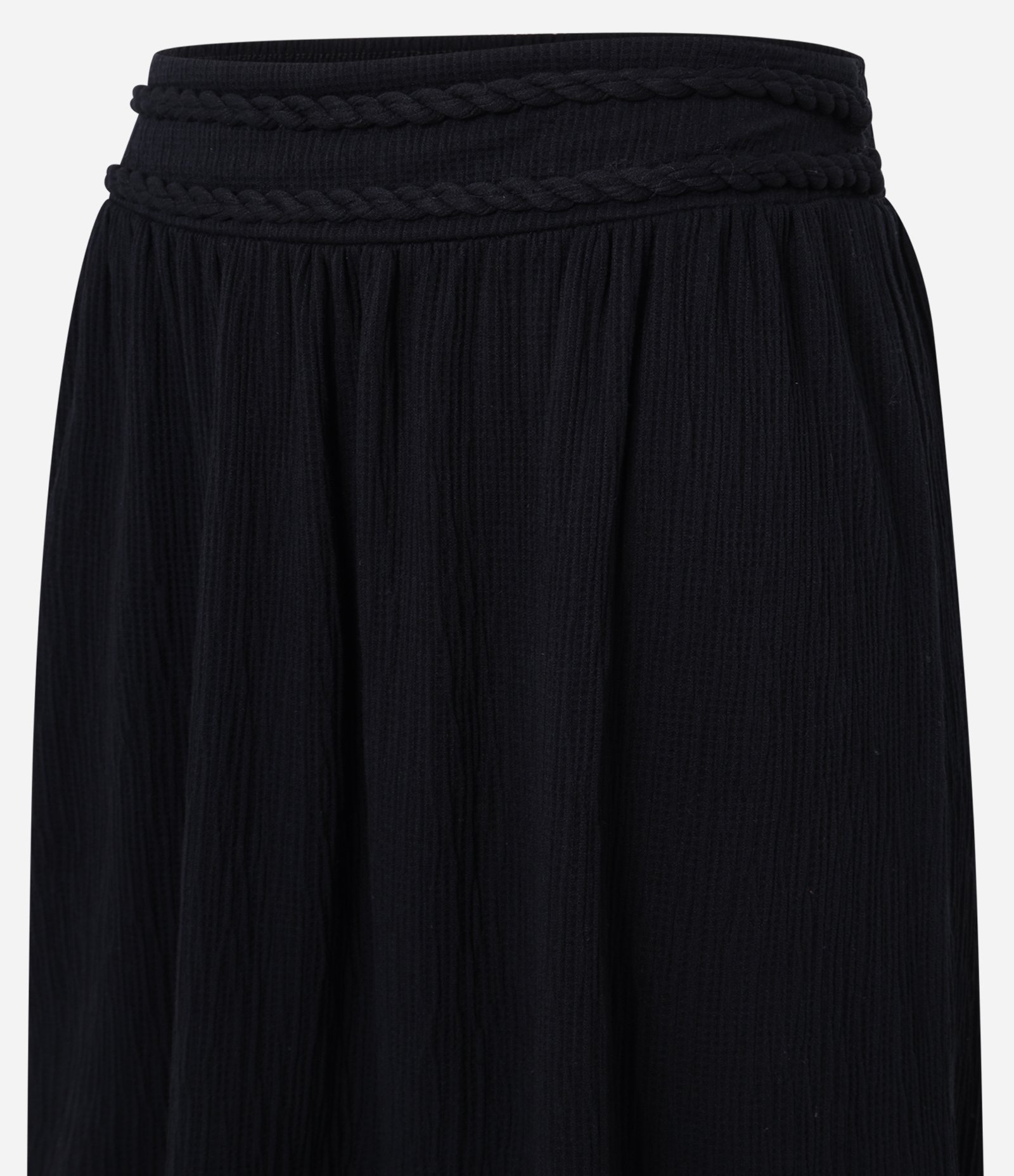 Saia New Midi Texturizada com Cós Trançado Preto 7
