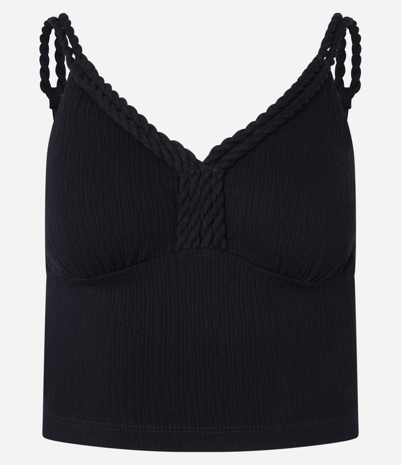 Blusa em Viscose Texturizada com Detalhe Trançado Preto 6