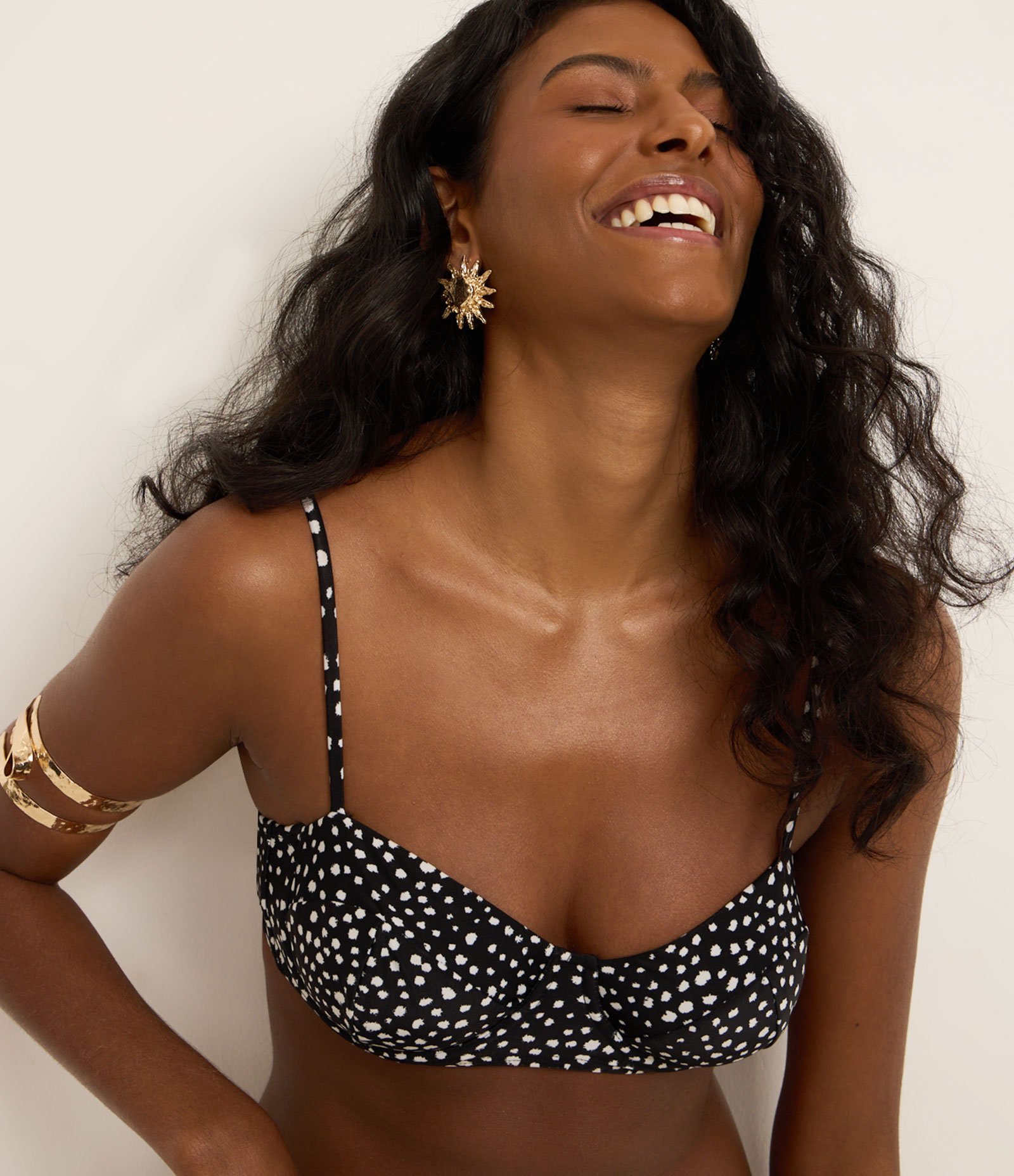 Biquíni Top Meia Taça em Microfibra Poá Preto 1