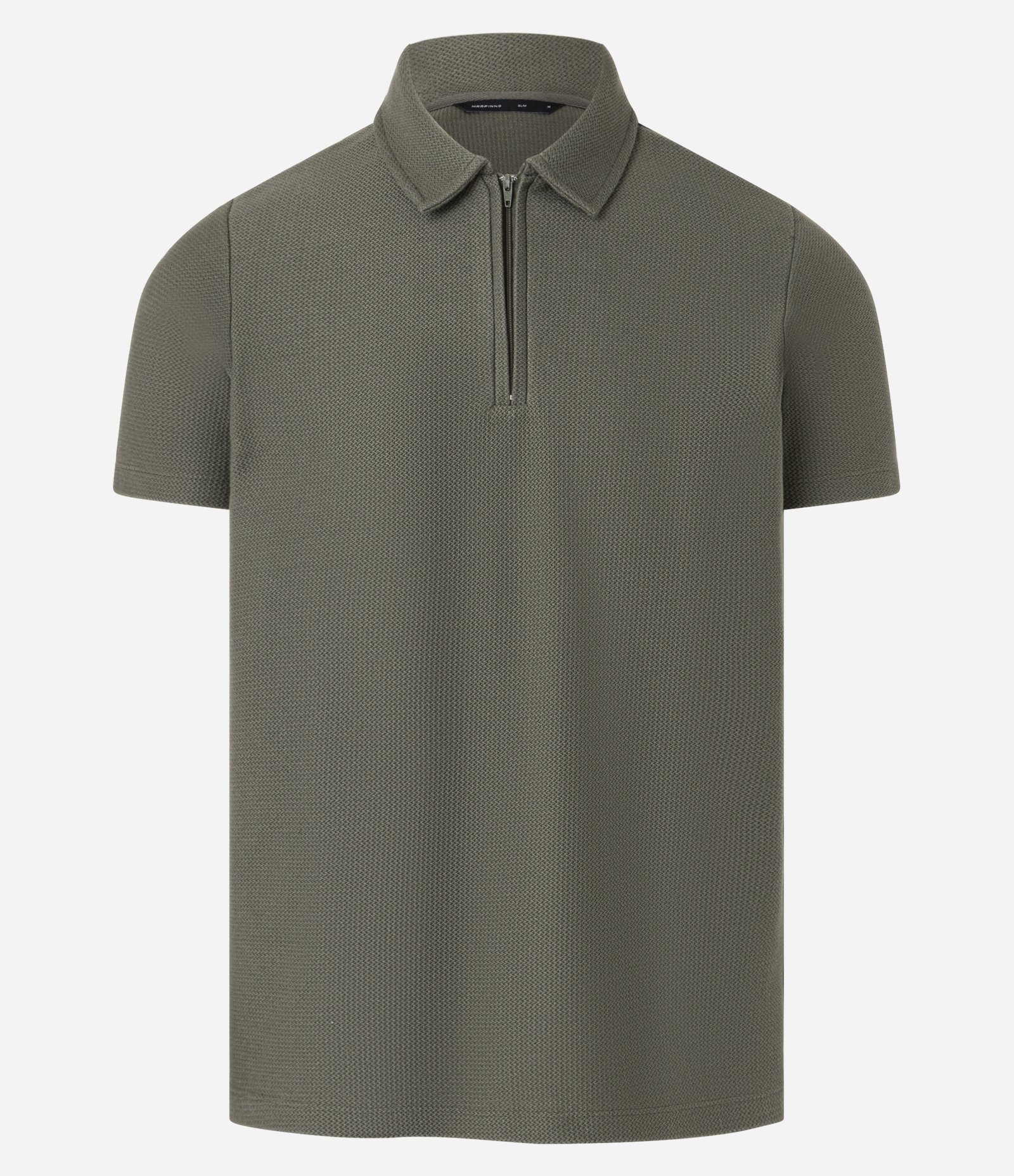 Camisa Polo Slim Texturizada com Zíper na Gola Verde 6