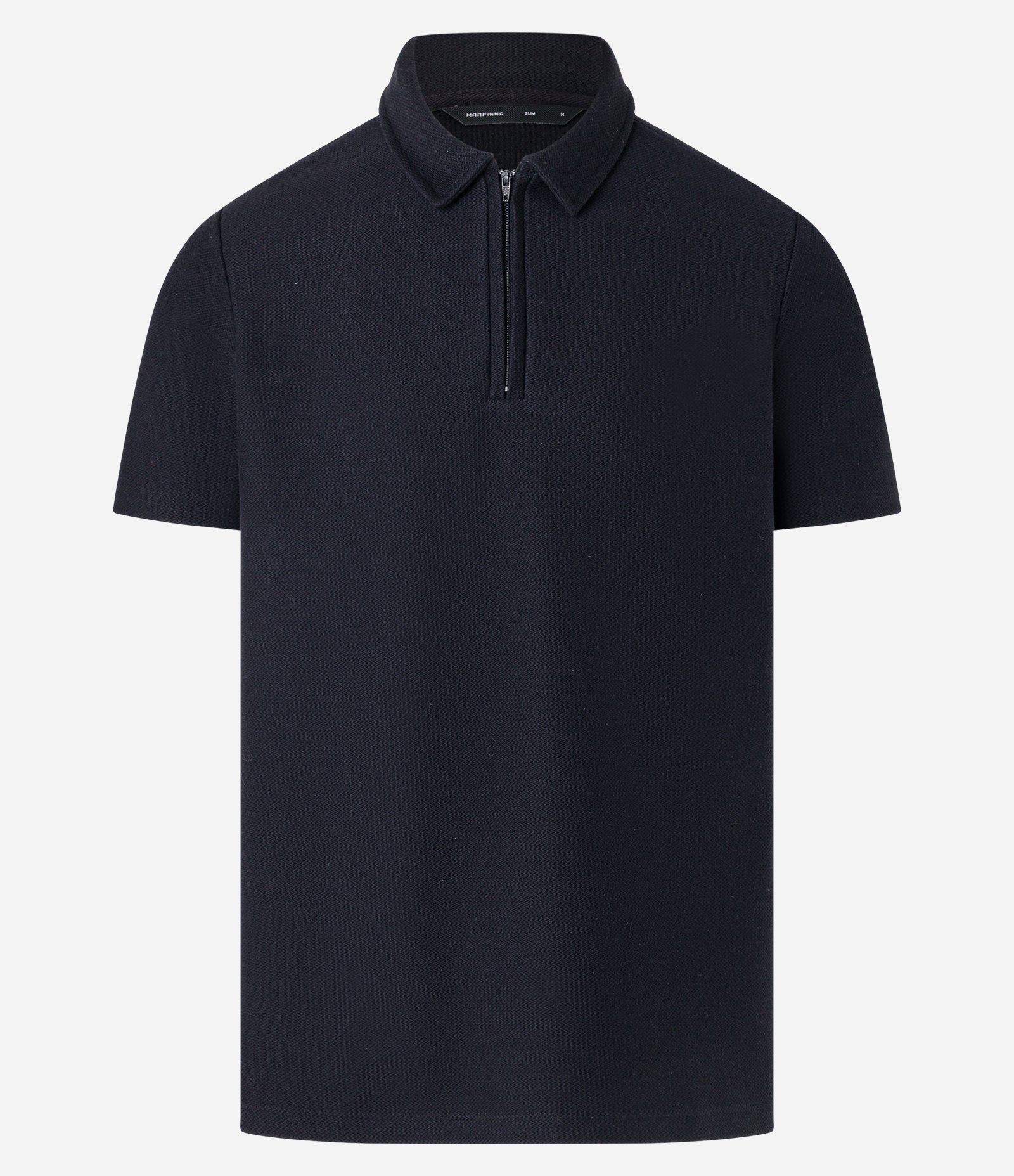 Camisa Polo Slim Texturizada com Zíper na Gola Preto 6