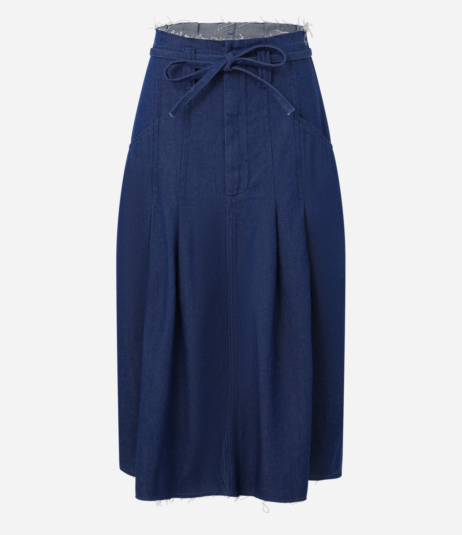 Saia Evasê em Jeans com Cós e Barra Desfiados Azul 5