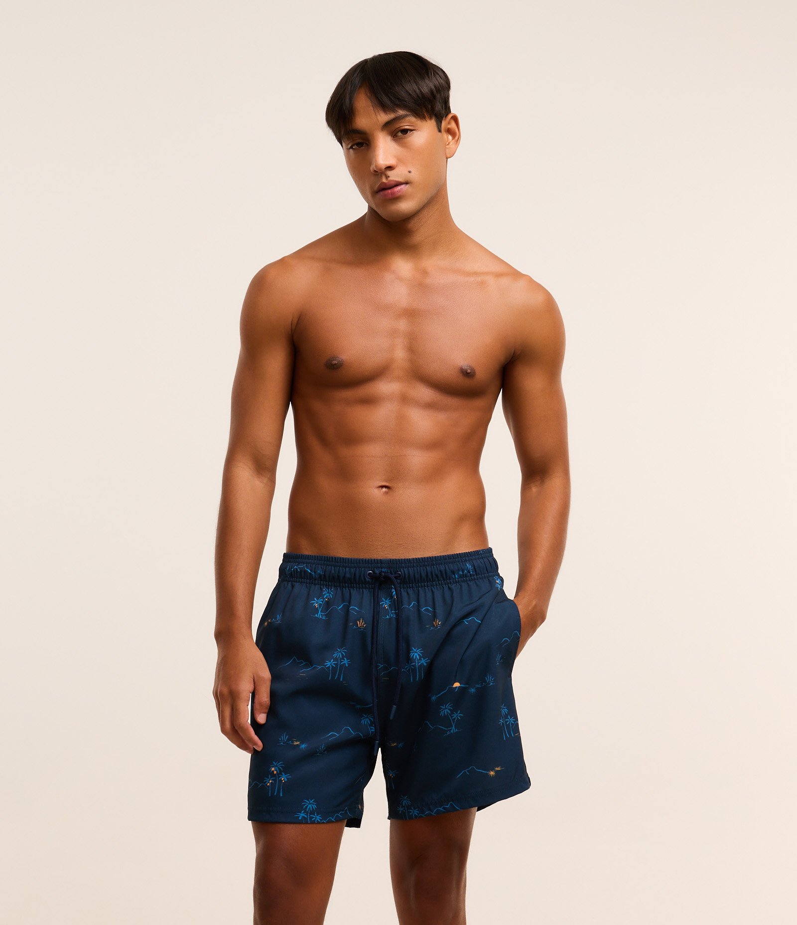 Bermuda de Banho com Estampa Mini Ilha Azul 2