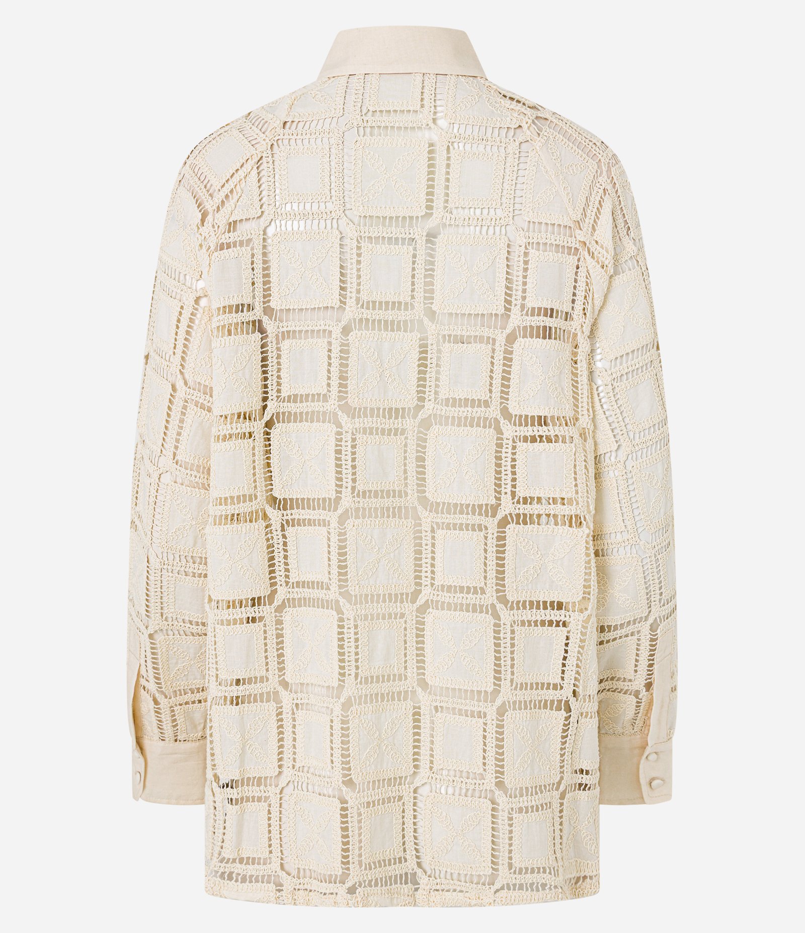 Camisa em Laise Quadriculado com Botões Forrados Off White 9