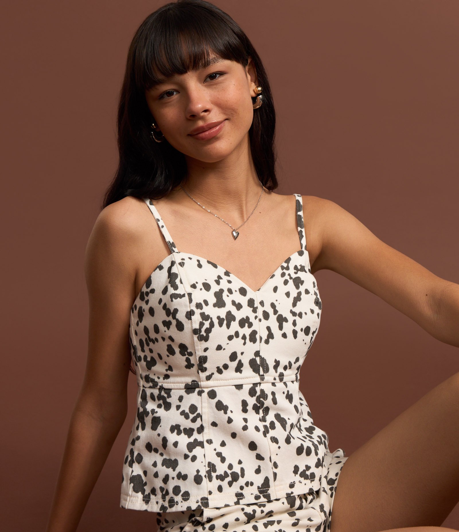 Blusa em Sarja com Zíper e Estampa Animal Print Branco 6