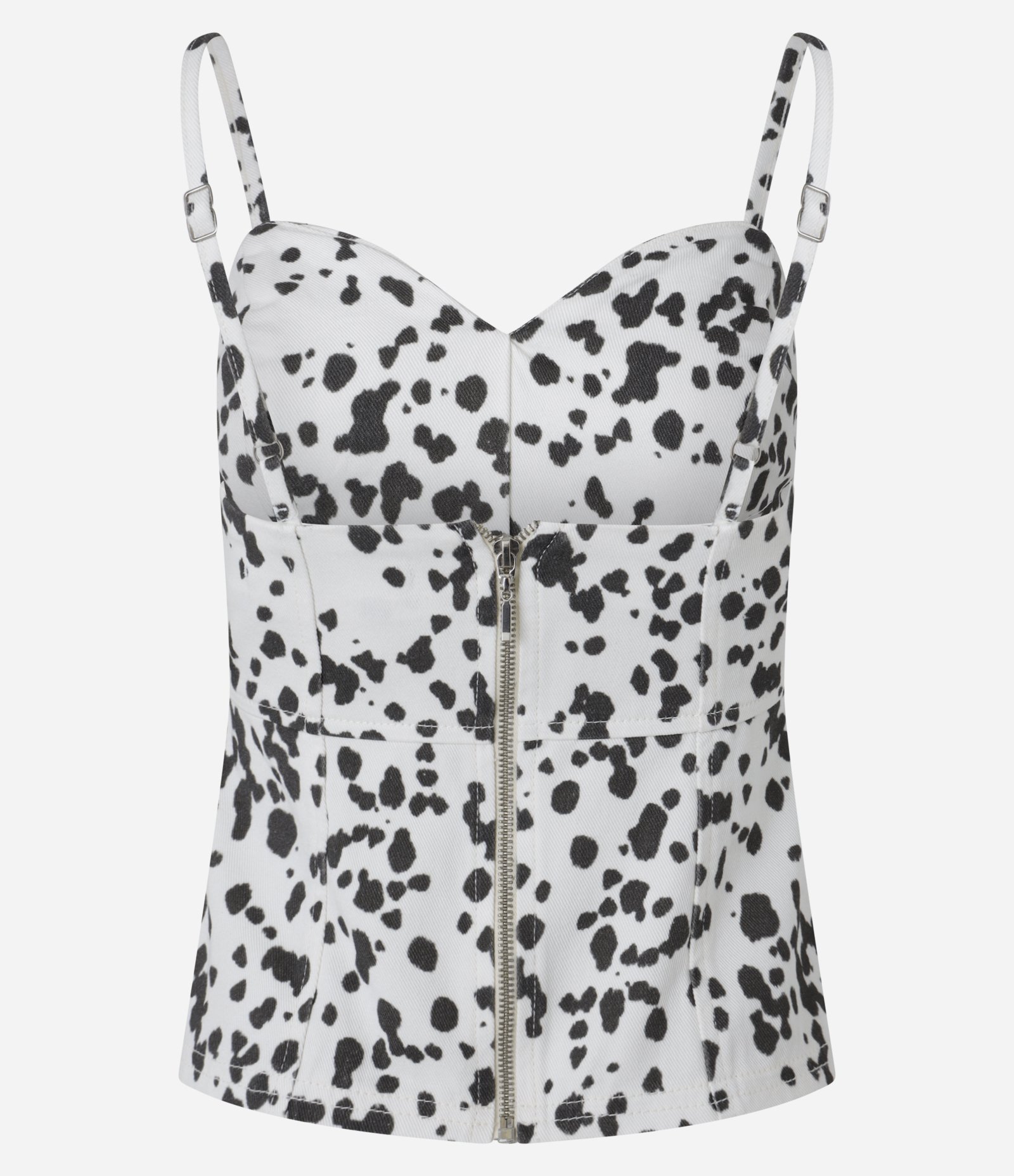 Blusa em Sarja com Zíper e Estampa Animal Print Branco 8