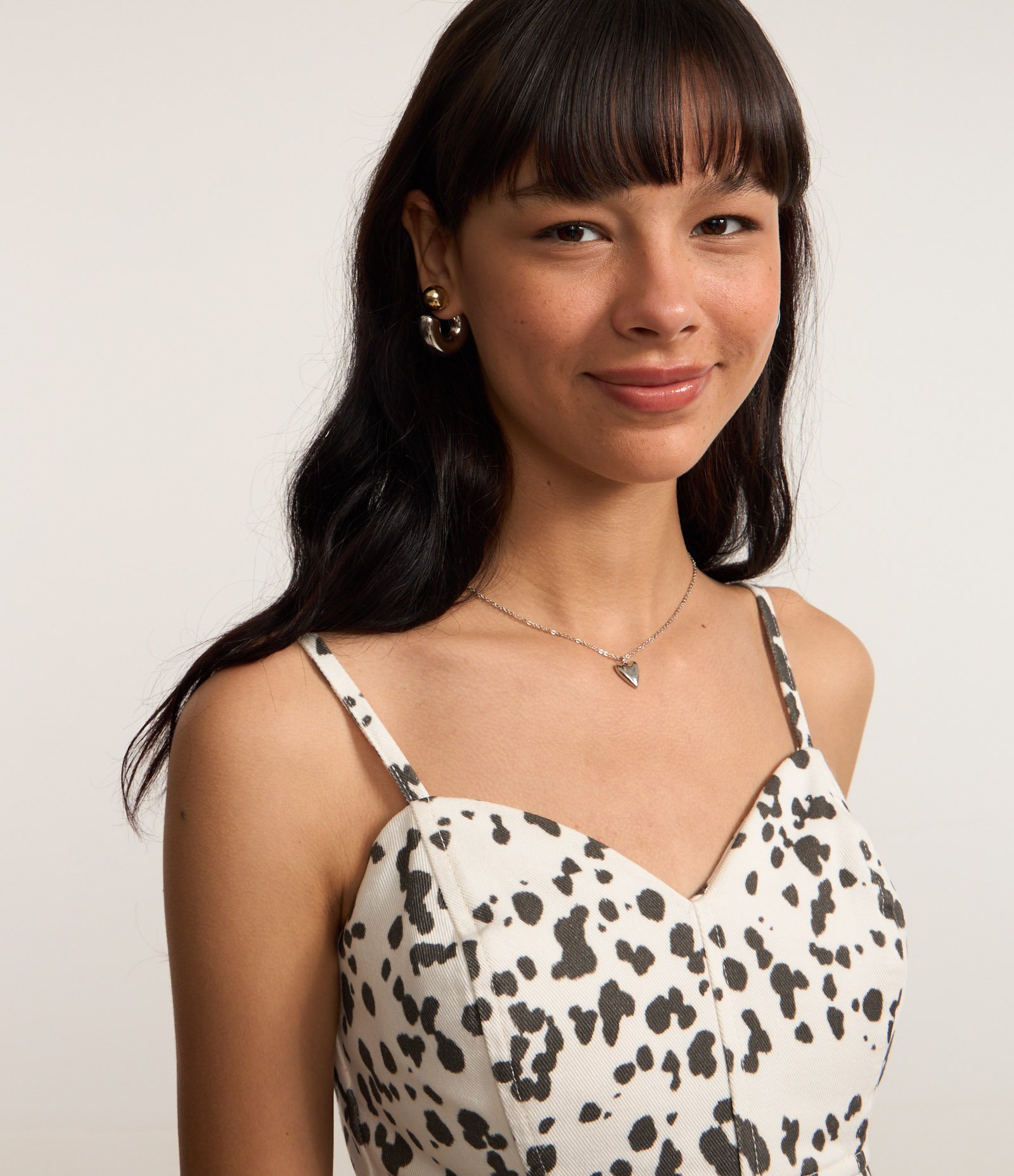 Blusa em Sarja com Zíper e Estampa Animal Print Branco 3