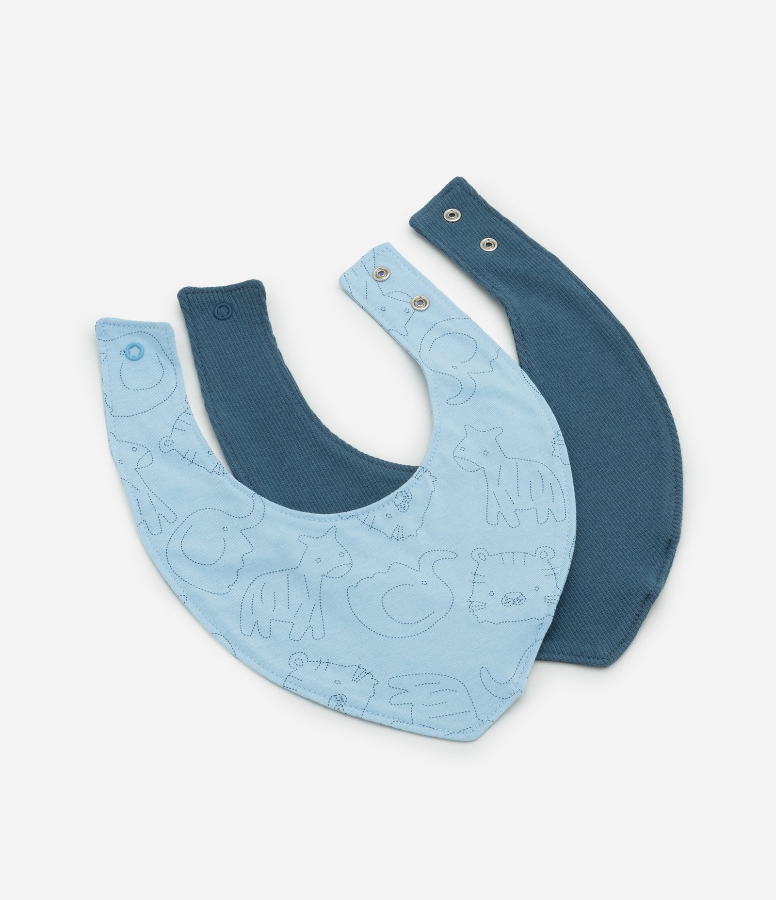 Kit 02 Babadores Infantis com Estampa Bichinhos - Tam Único Azul 1