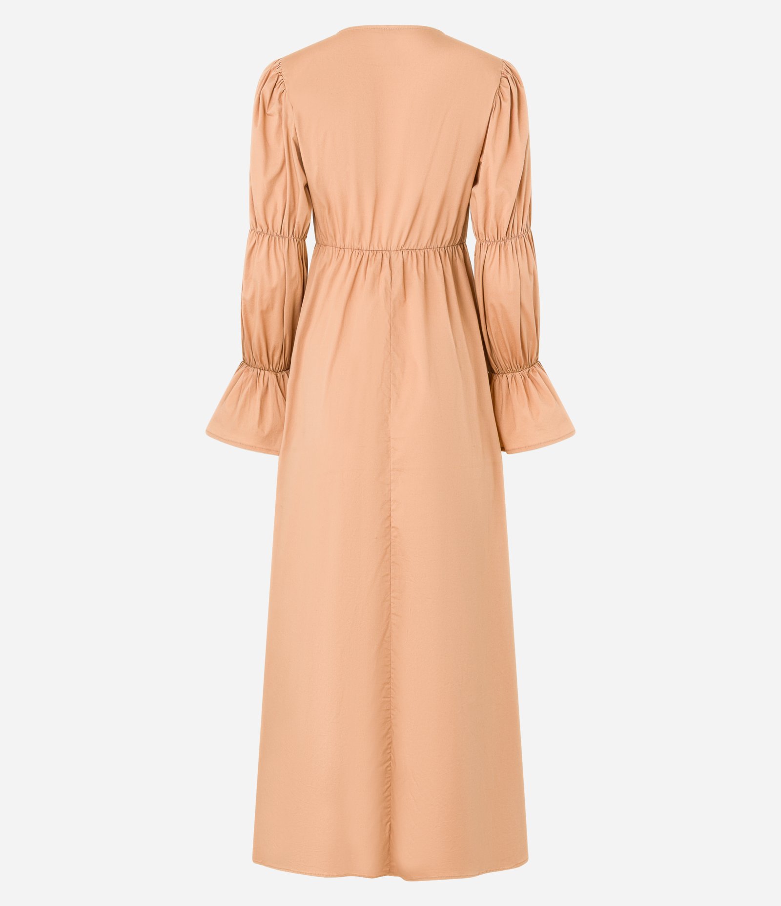 Blusa Alongada em Tricoline com Abertura e Amarração Frontal Bege 7