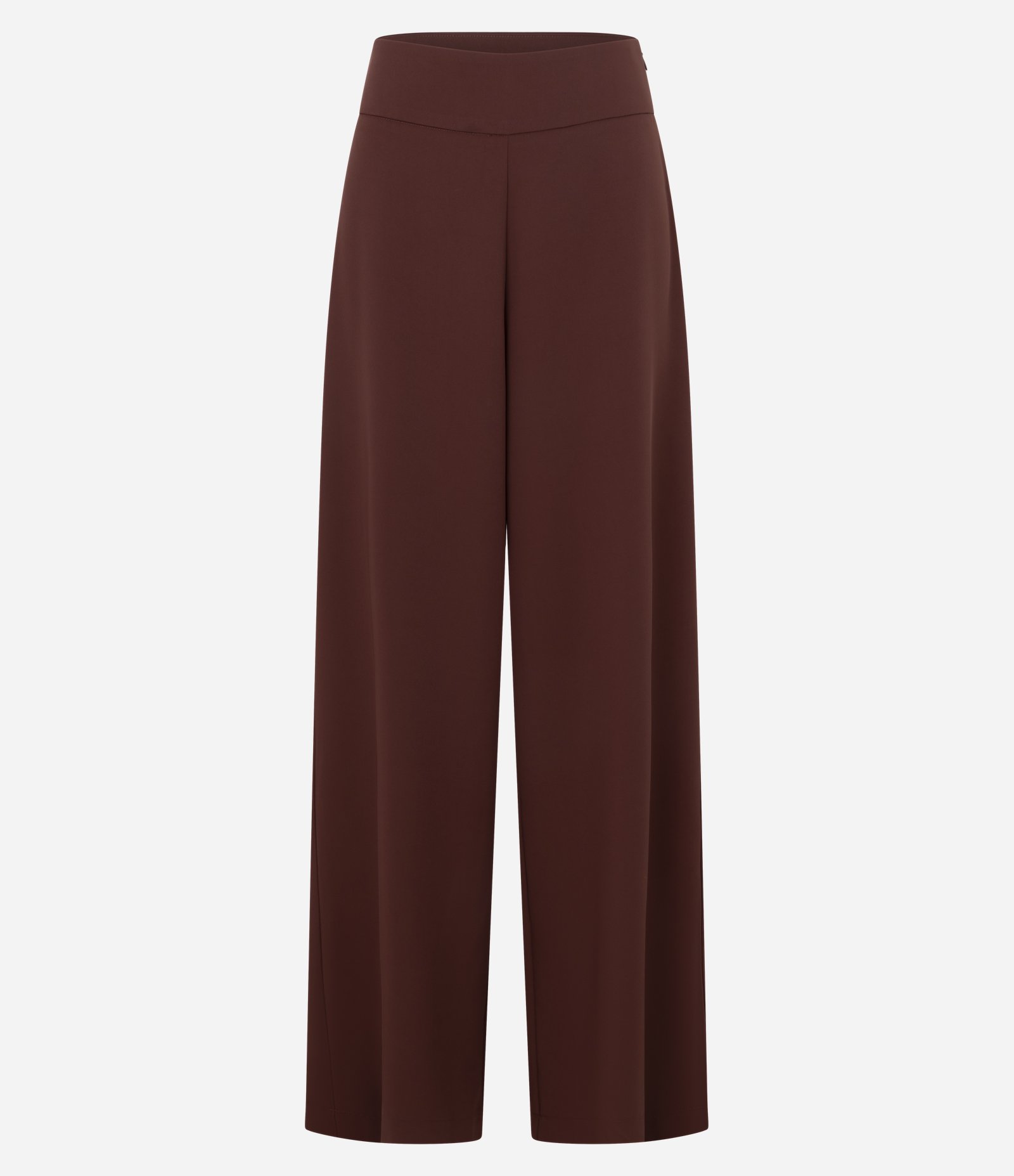 Calça Pantalona em Crepe com Pences Marrom 1