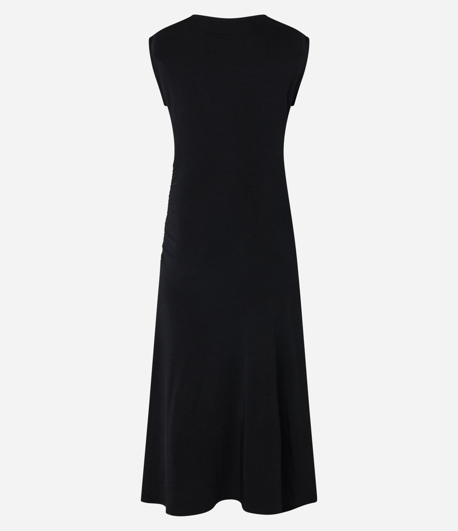 Vestido Long Midi Canelado com Drapeados Laterais Preto 7