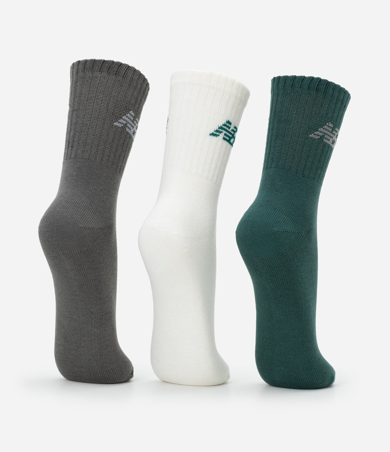 Kit 03 Pares de Meias com Cano Longo Estampa New Balance Verde/Cinza/Branco 3