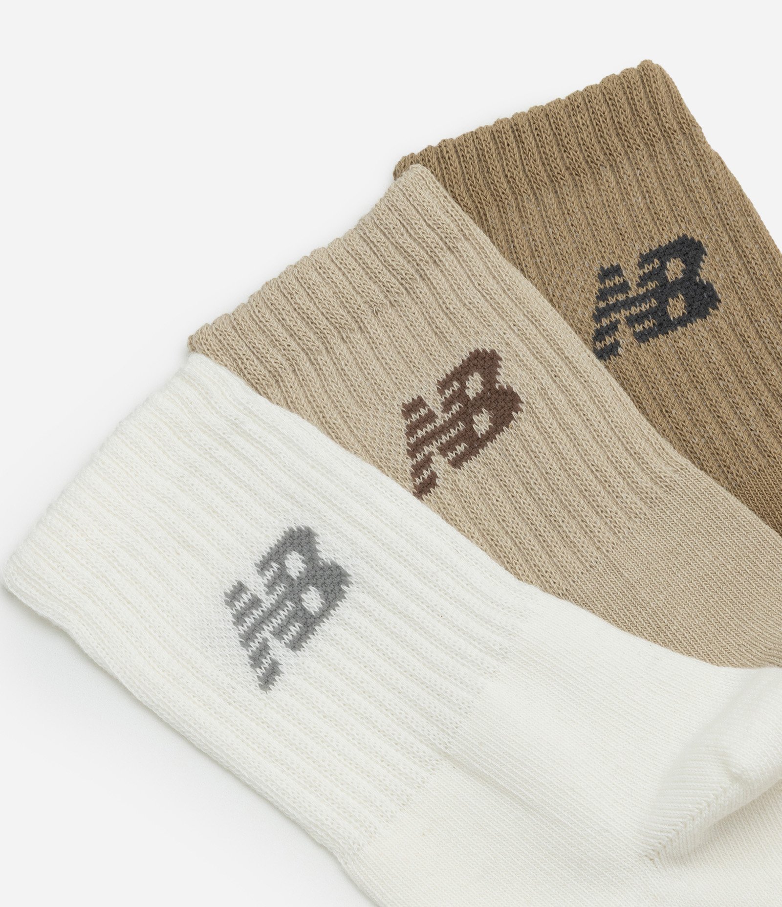 Kit 03 Pares de Meias com Cano Longo Estampa New Balance Off White/Bege/Marrom 4