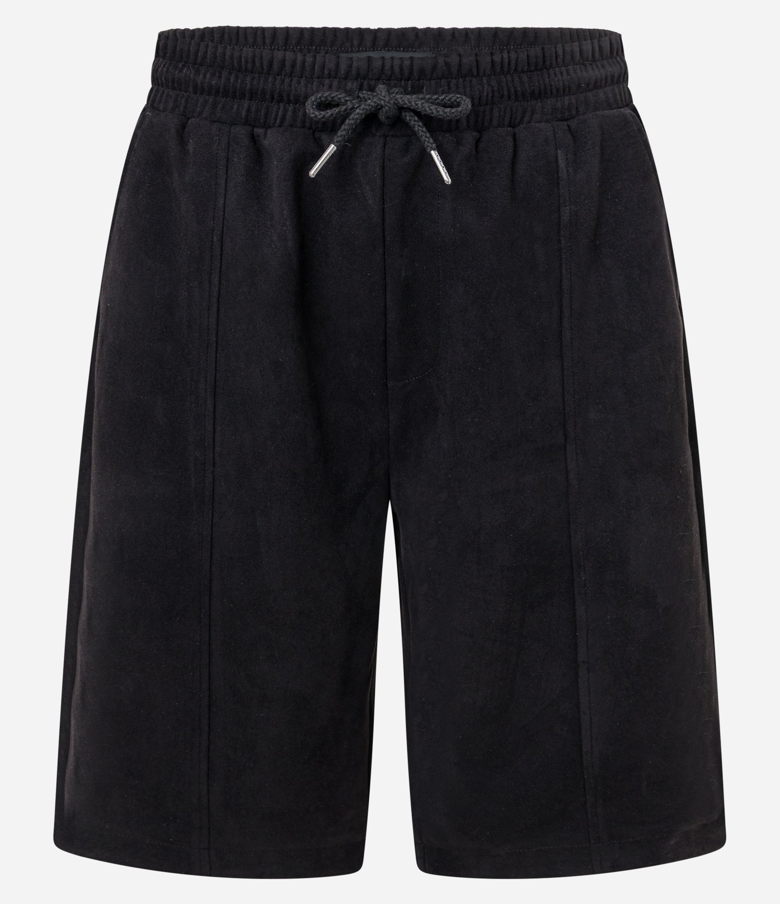 Bermuda Baggy em Moletom com Detalhes em Recortes Preto 5