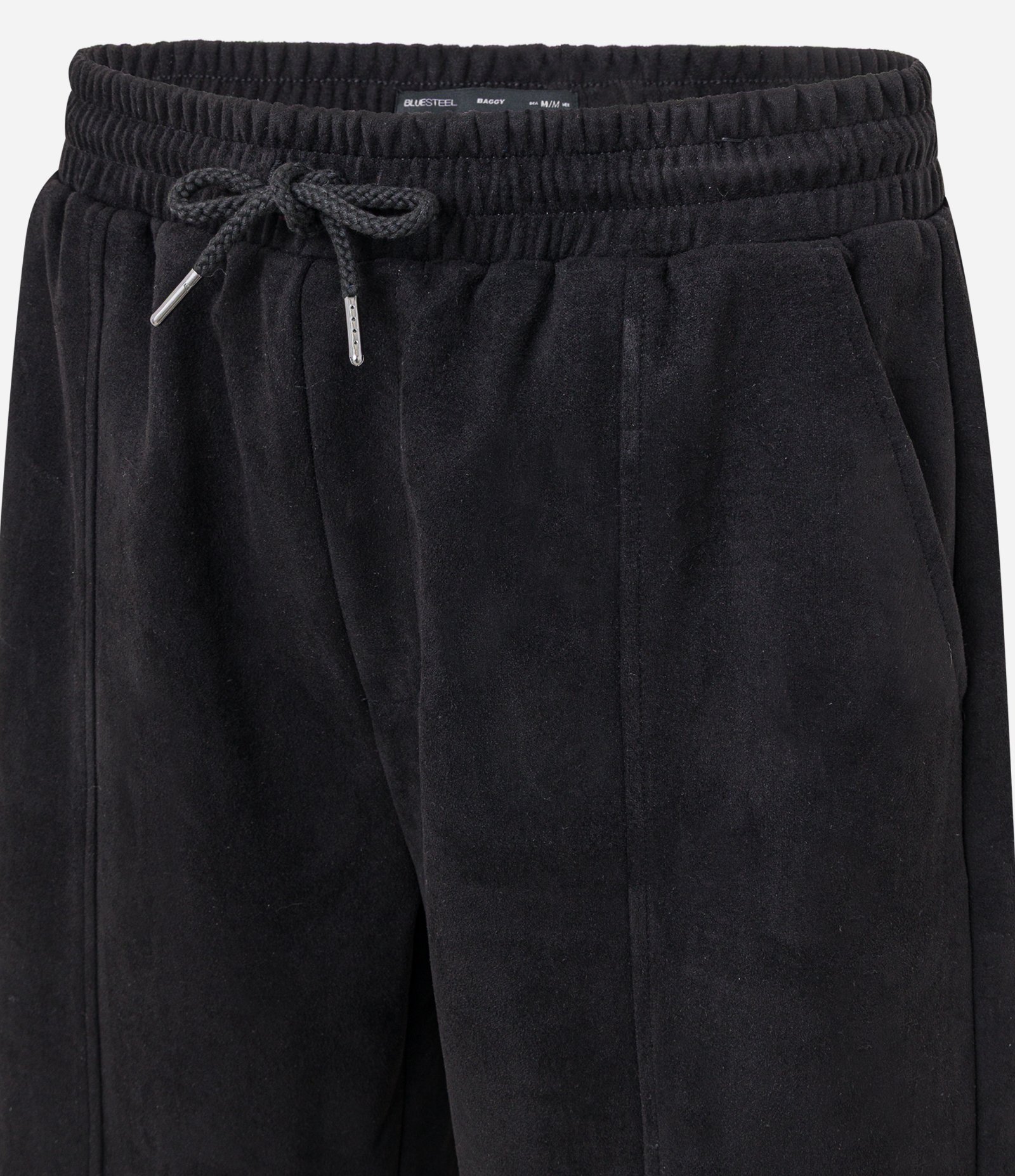 Bermuda Baggy em Moletom com Detalhes em Recortes Preto 6
