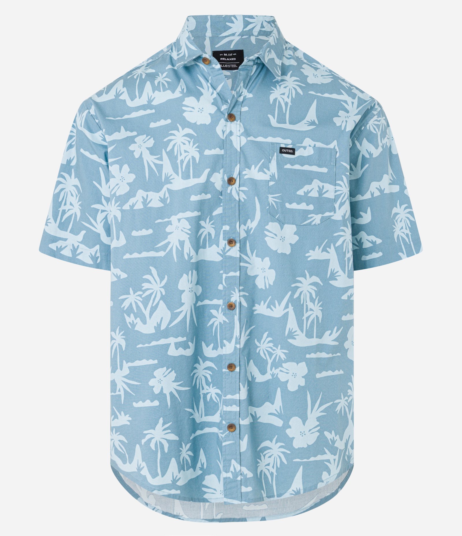 Camisa Relaxed em Tricoline com Estampa de Ilhas Azul 4