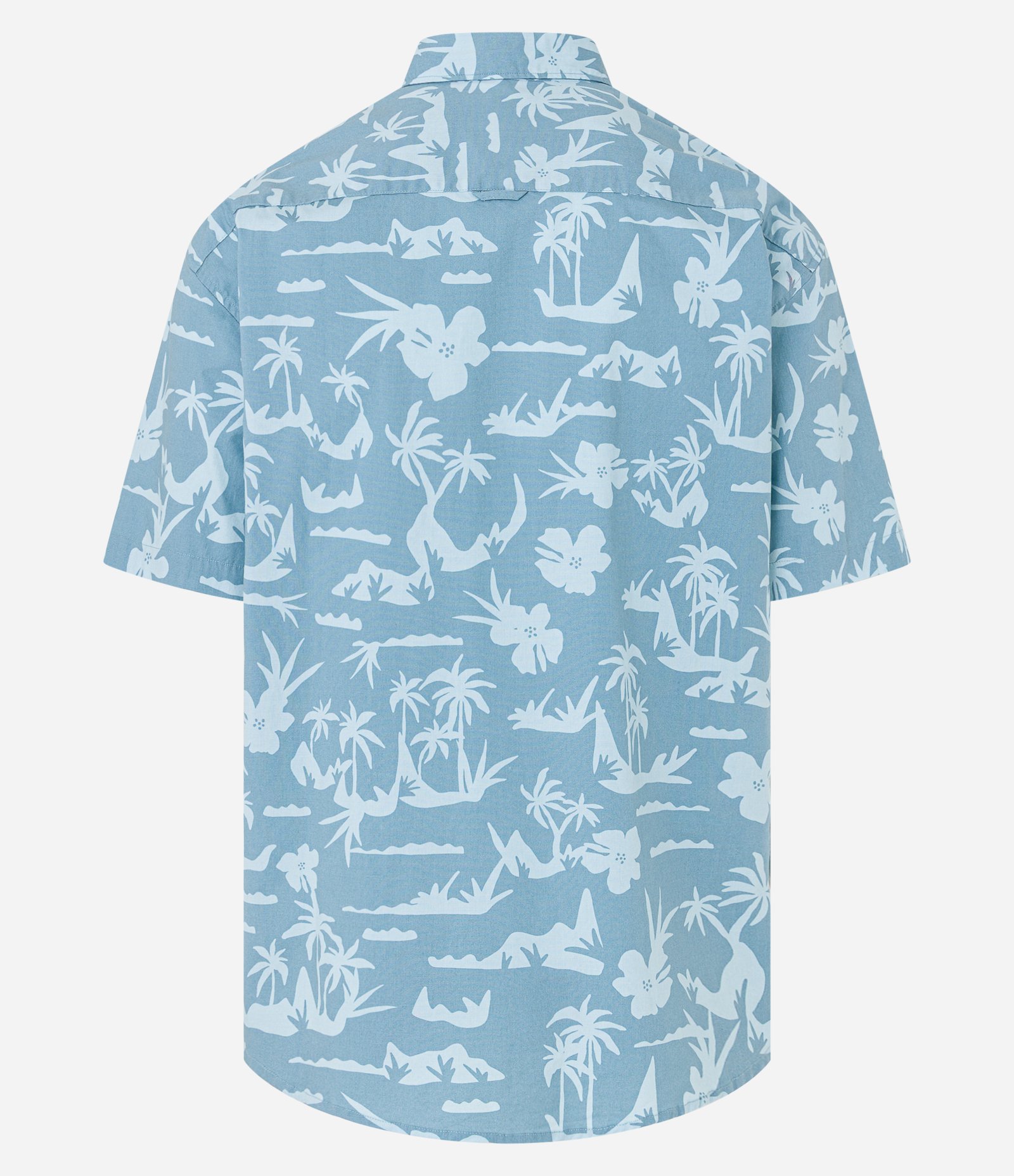 Camisa Relaxed em Tricoline com Estampa de Ilhas Azul 5