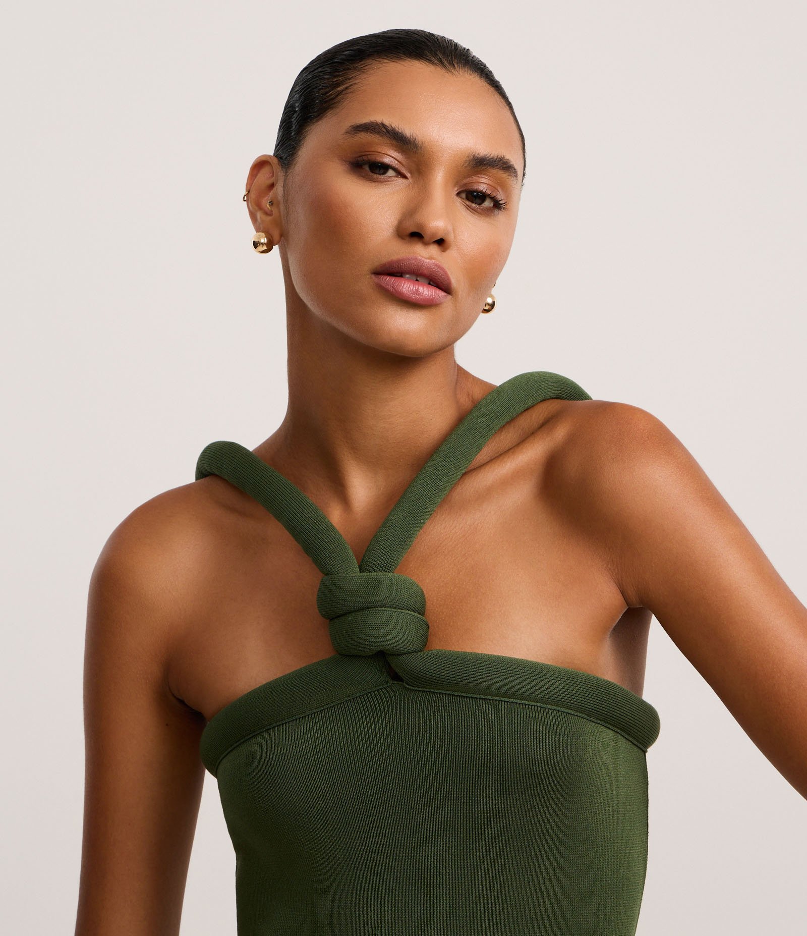 Vestido New Midi em Tricô com Nó na Alça Verde 3