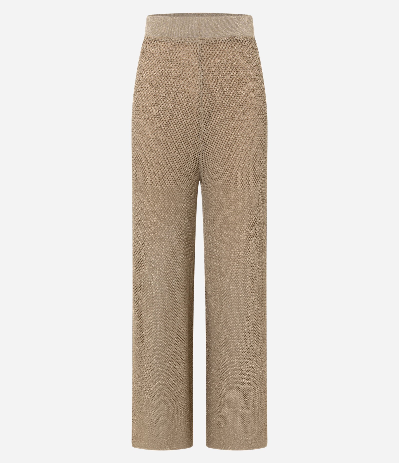 Calça Reta em Tricô com Ponto Aberto e Fio Metalizado Dourado 5