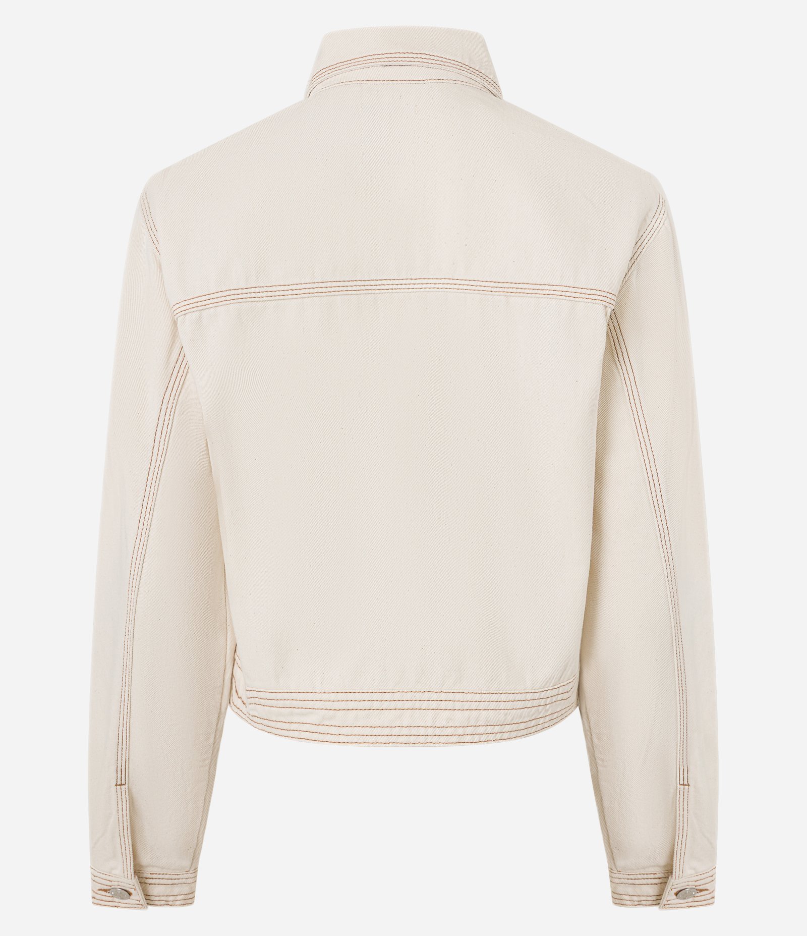 Jaqueta em Sarja com Bolsos e Pespontos Contrastantes Bege 6