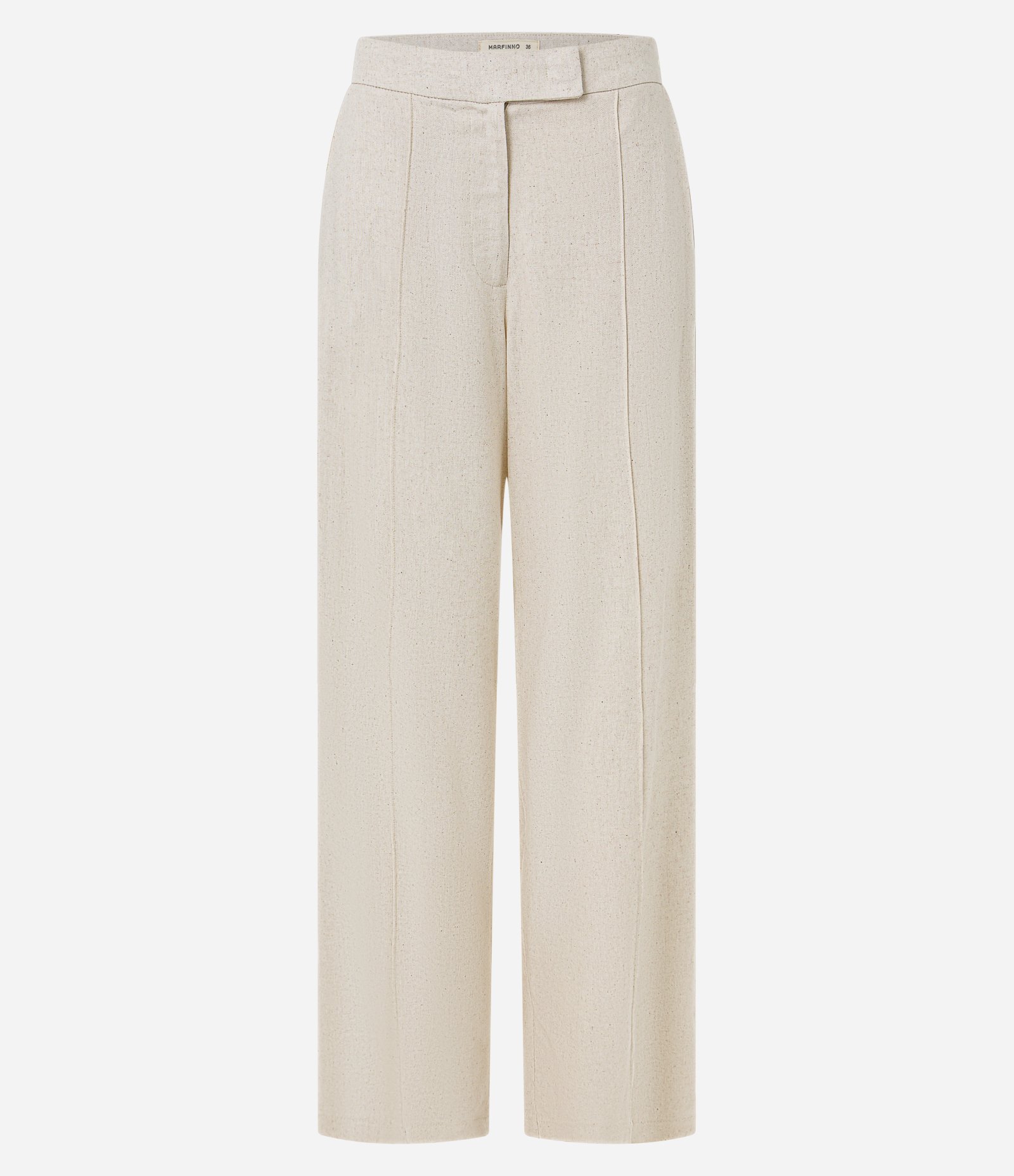 Calça Pantalona em Viscolinho com Friso Frontal Off White 6