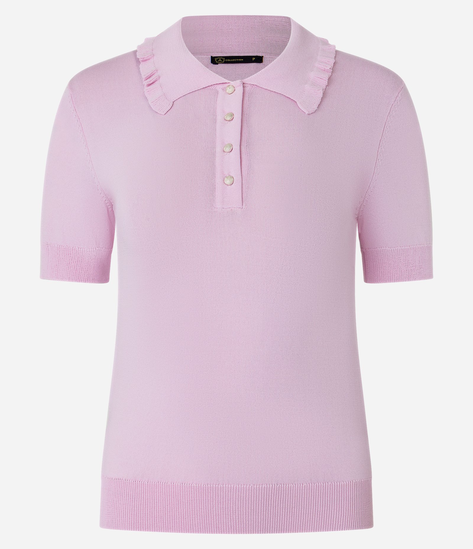 Blusa em Tricô com Pregas na Gola Polo Rosa 5