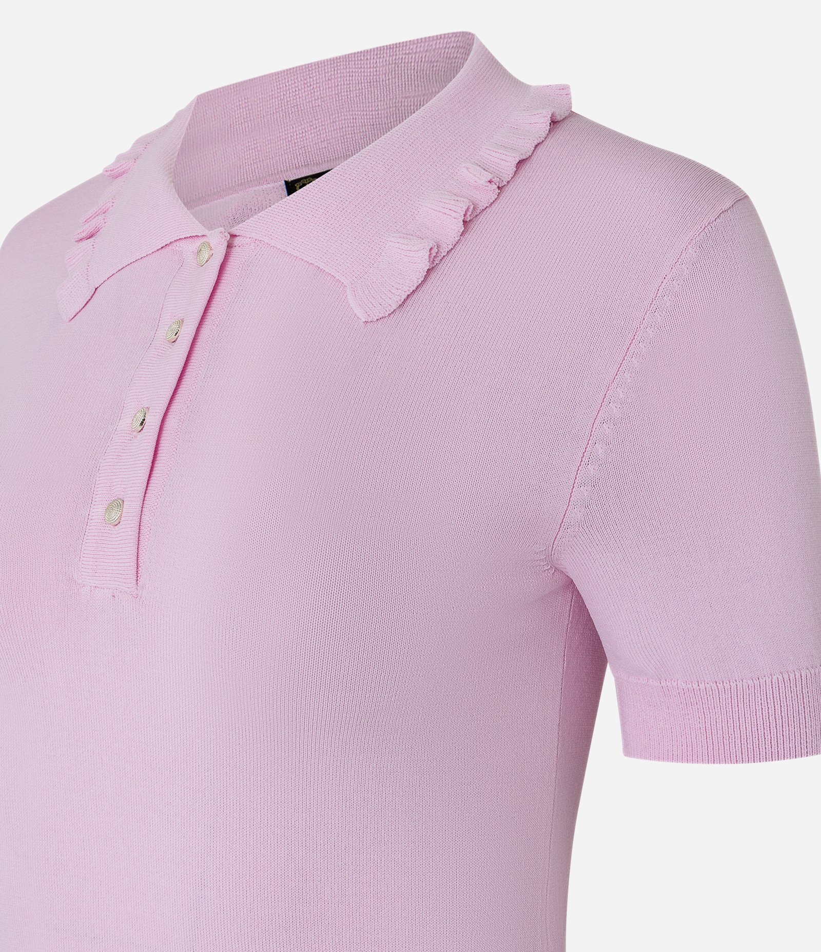 Blusa em Tricô com Pregas na Gola Polo Rosa 6