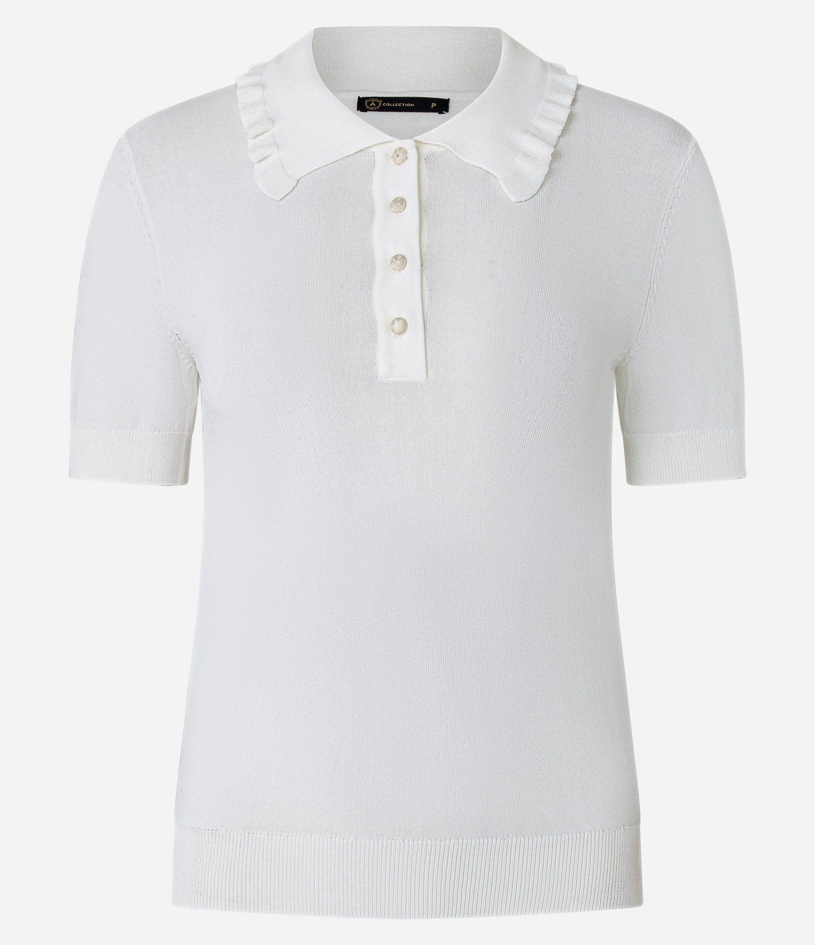 Blusa em Tricô com Pregas na Gola Polo Branco 5