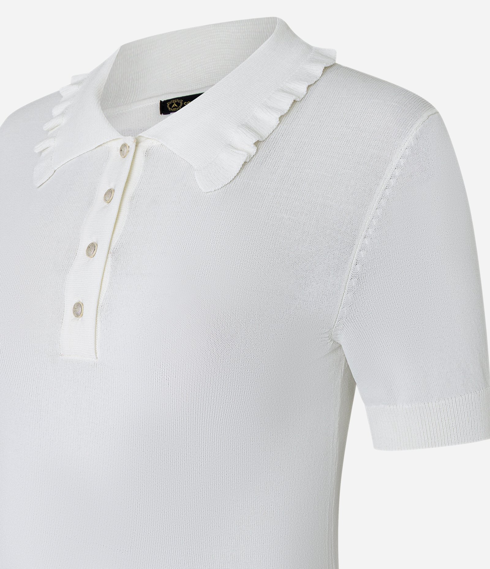 Blusa em Tricô com Pregas na Gola Polo Branco 6