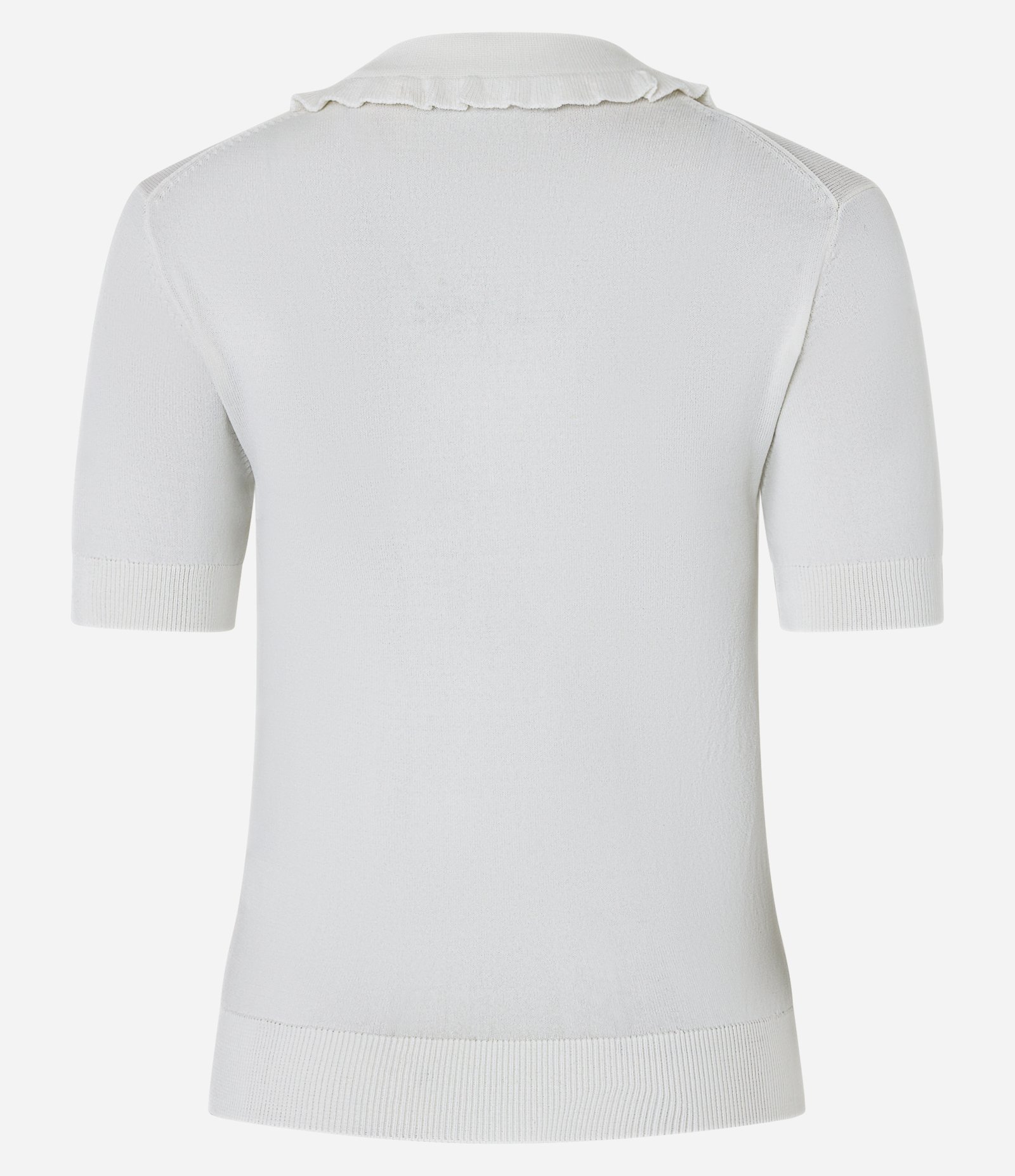Blusa em Tricô com Pregas na Gola Polo Branco 8