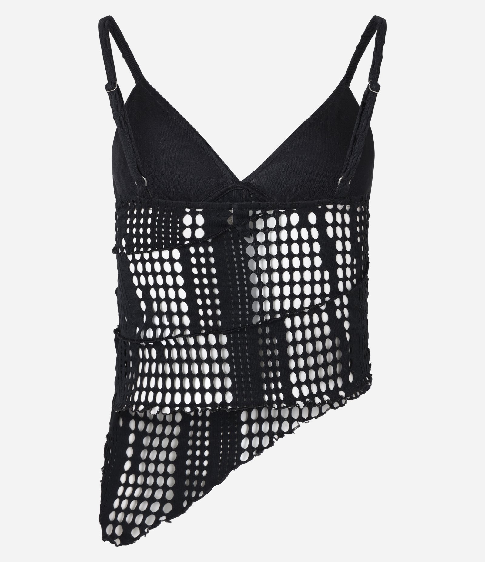 Blusa Texturizada com Alças Finas e Detalhes Vazados Preto 7