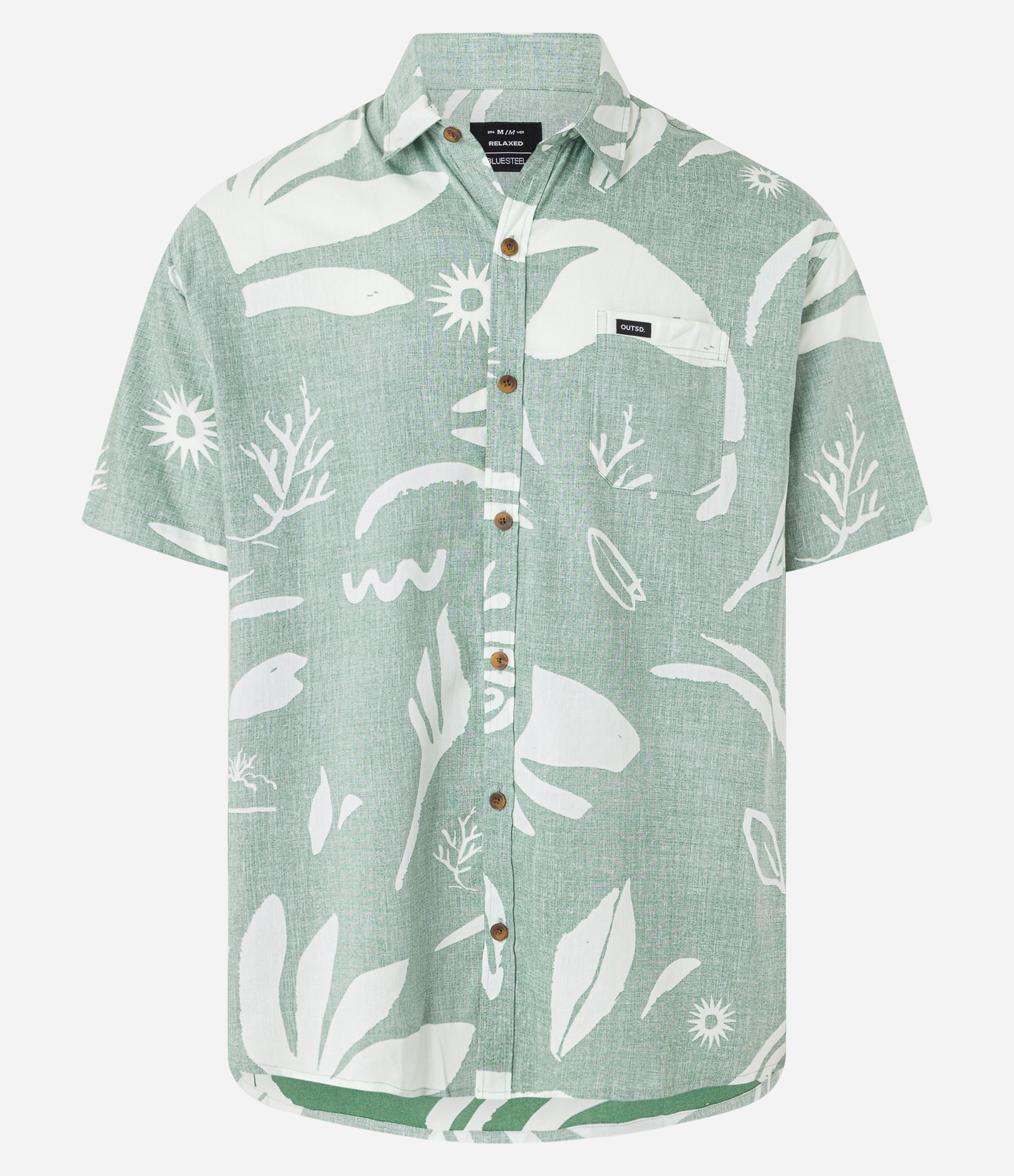 Camisa Relaxed em Tricoline com Estampa de Folhagens e Bolso Verde 5