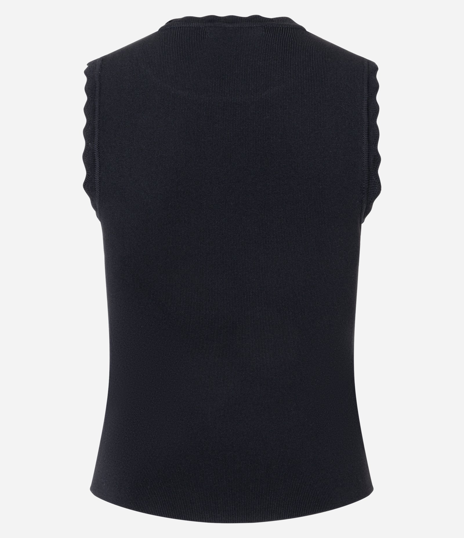 Blusa em Tricô com Efeito Nuvem na Gola e Cava Preto 8