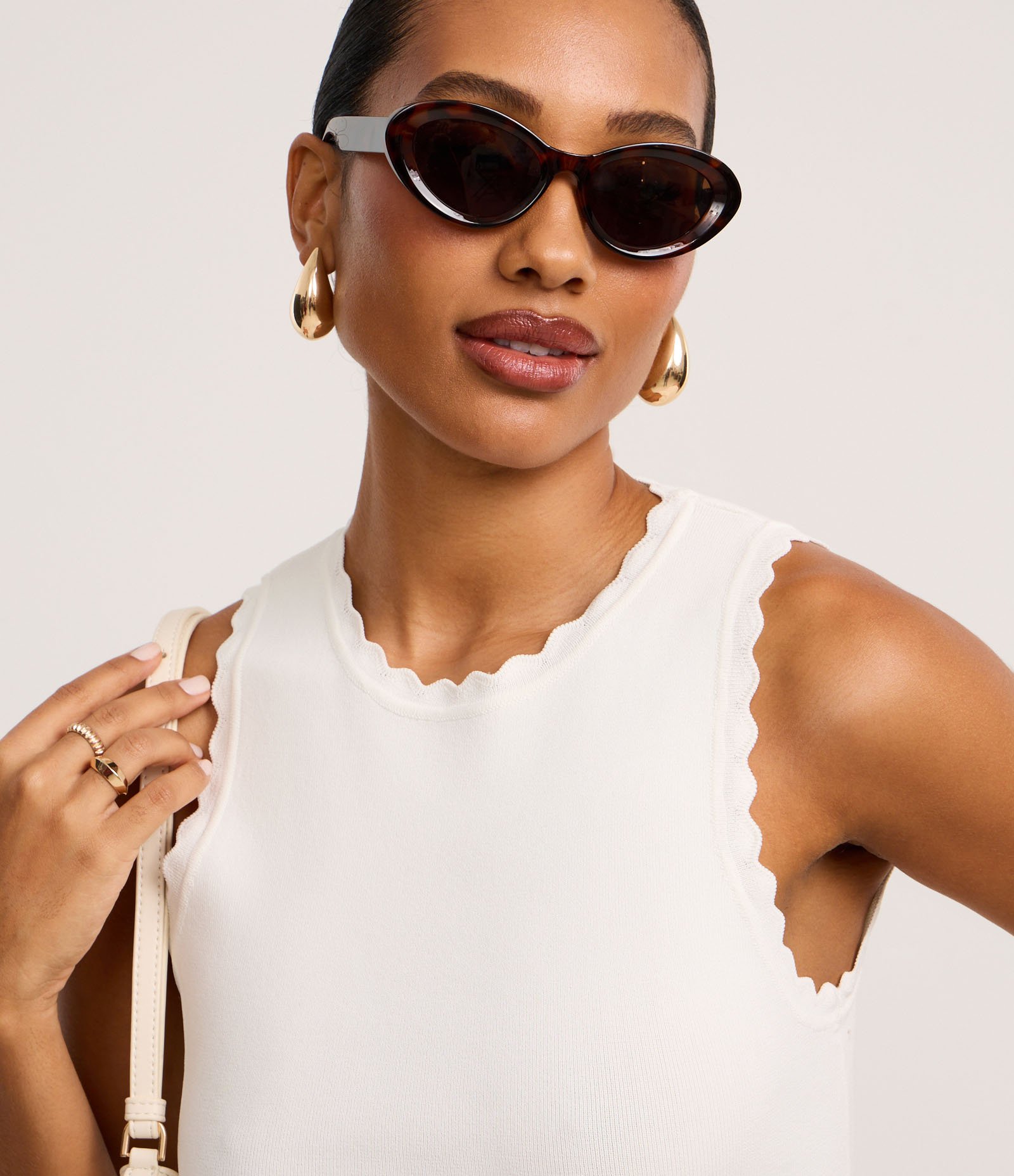 Blusa em Tricô com Efeito Nuvem na Gola e Cava Branco Neve 3