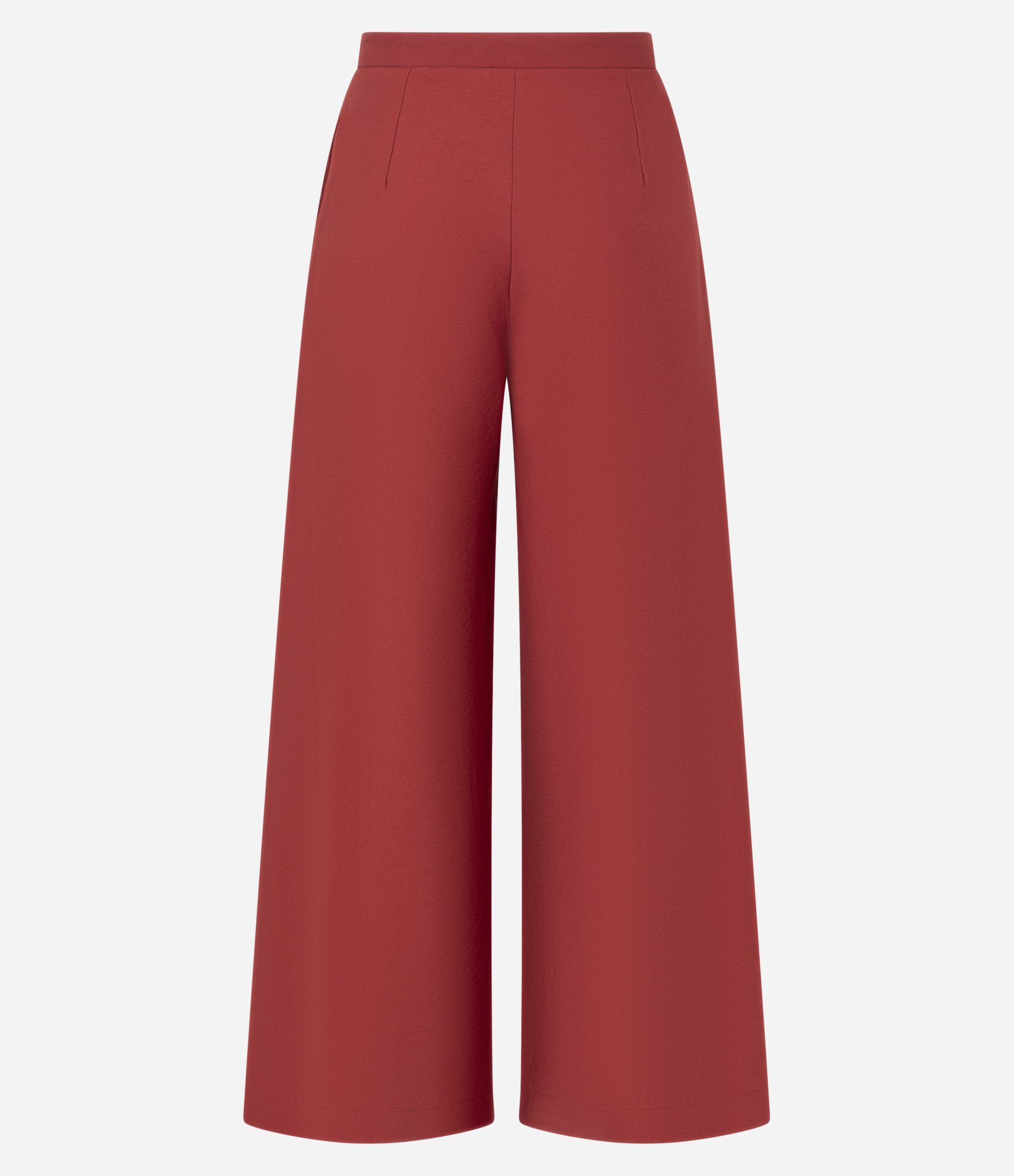 Calça Pantalona em Crepe com Pregas e Botão Forrado Vermelho 7