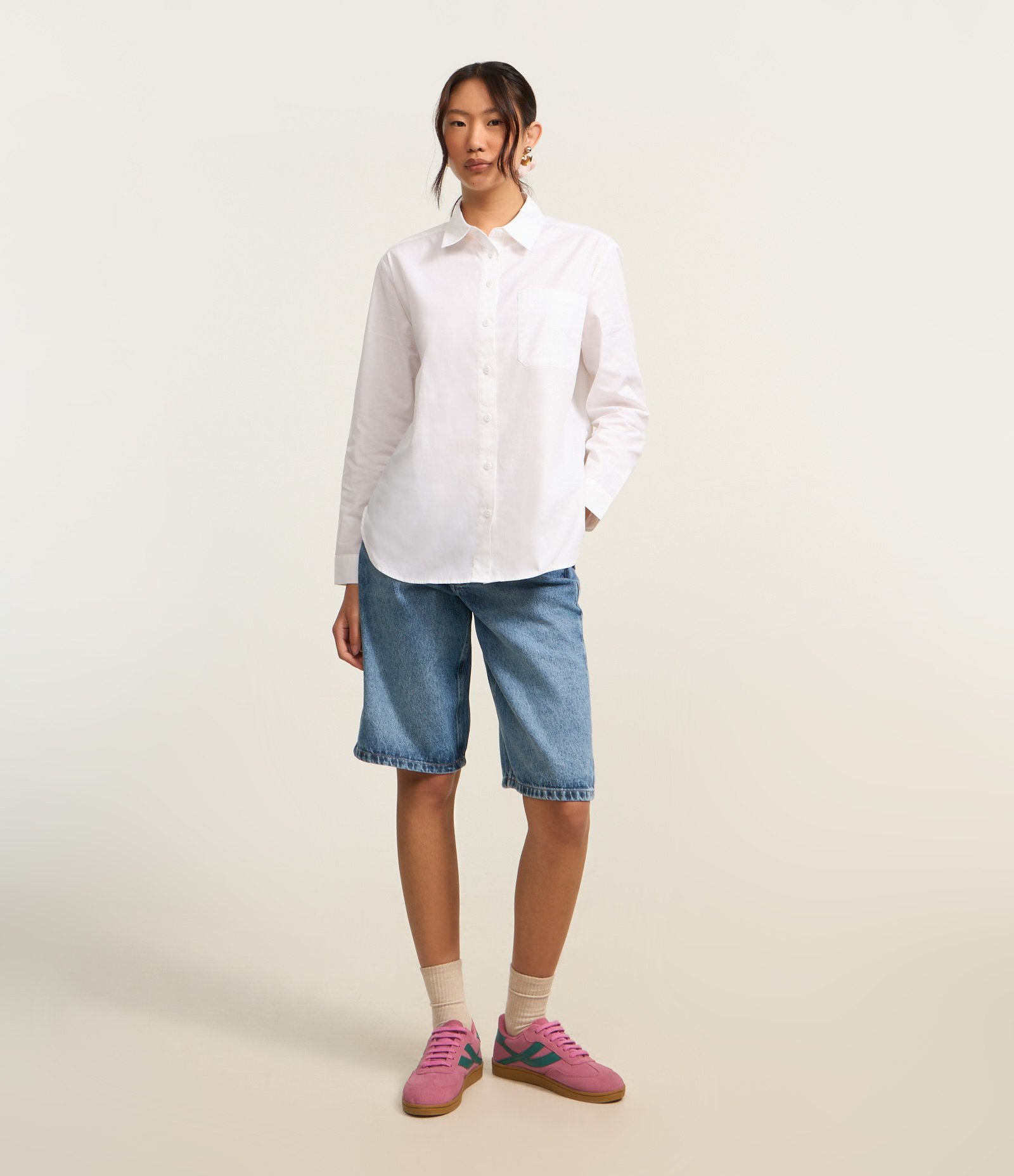 Bermuda Jorts em Jeans com Passantes no Cós Azul 1