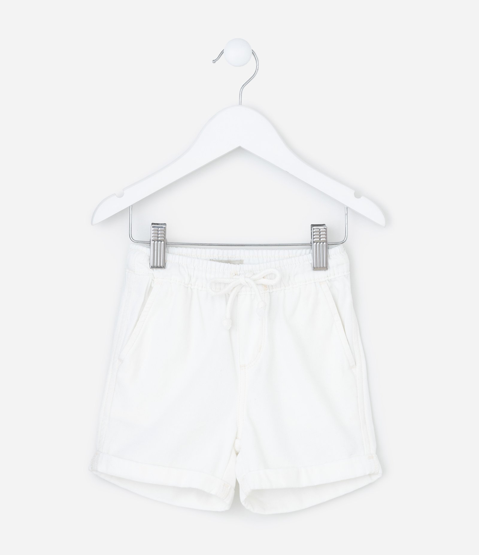 Bermuda Infantil em Sarja com Barra Dobrada - Tam 1 a 6 Anos Branco 2