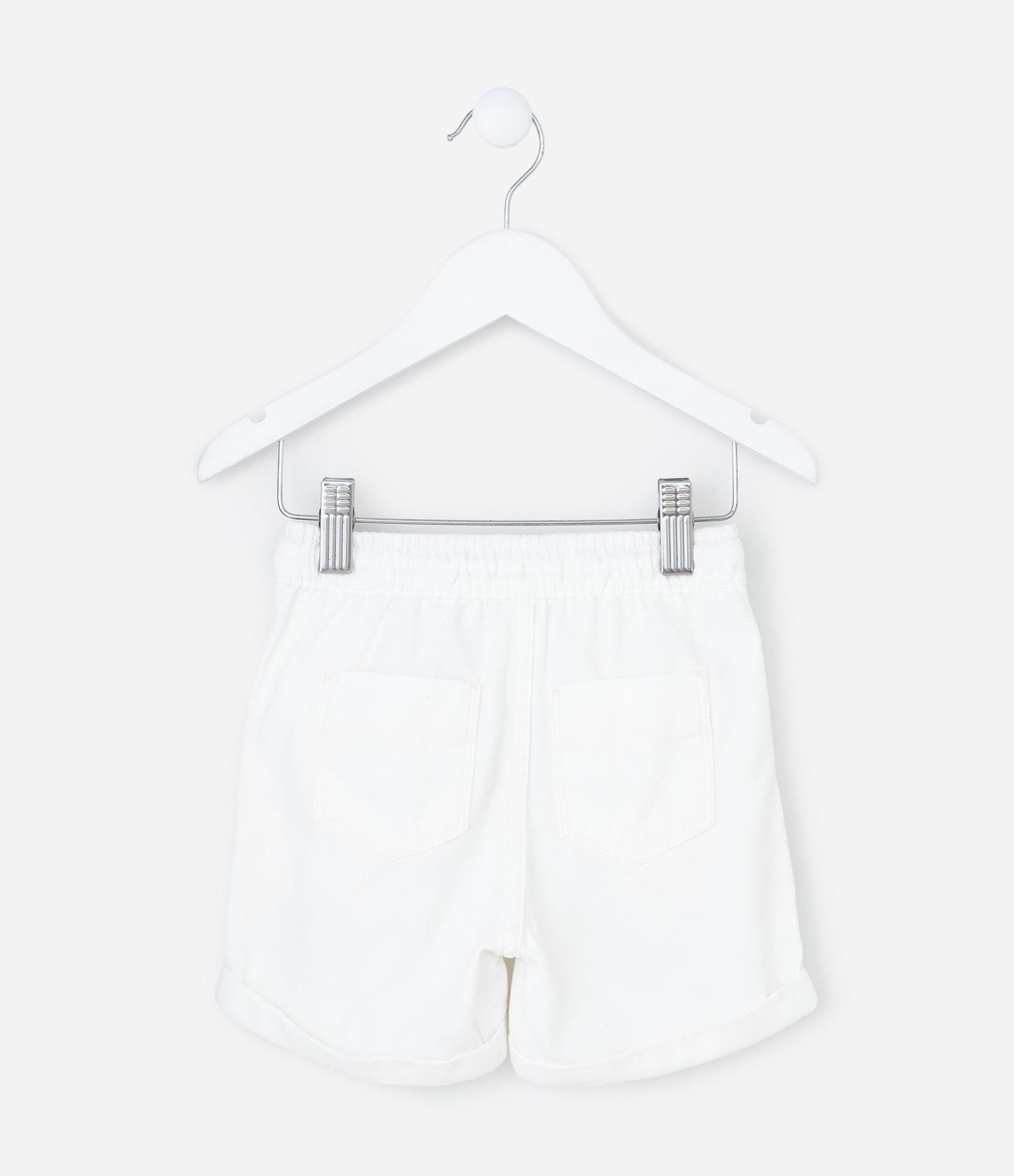 Bermuda Infantil em Sarja com Barra Dobrada - Tam 1 a 6 Anos Branco 3