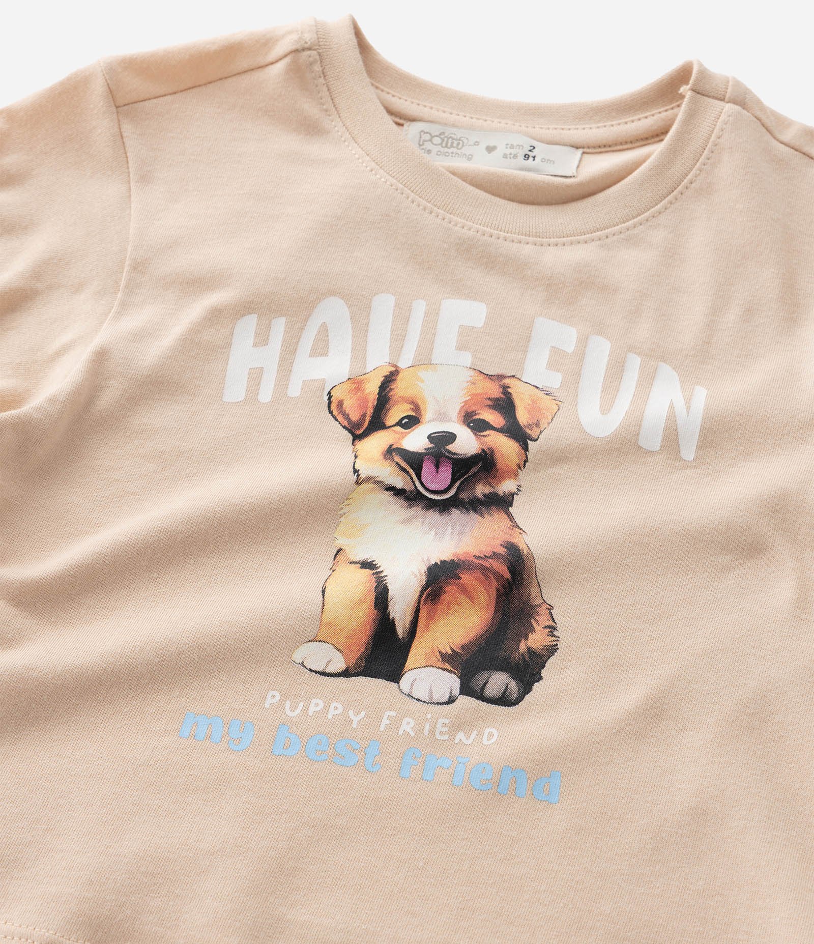 Blusa Infantil com Estampa de Cachorro - Tam 1 a 6 Anos Bege 6
