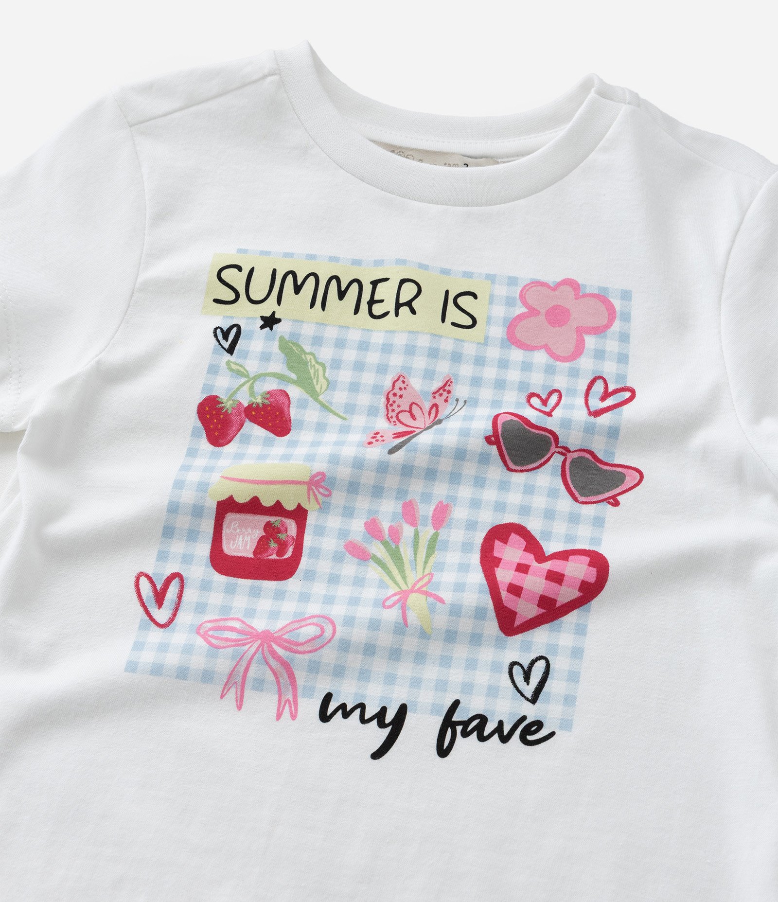 Conjunto Infantil com Estampa Localizada e Lettering Summer Is My Fave - Tam 1 A 6 Anos Branco/Azul claro 10