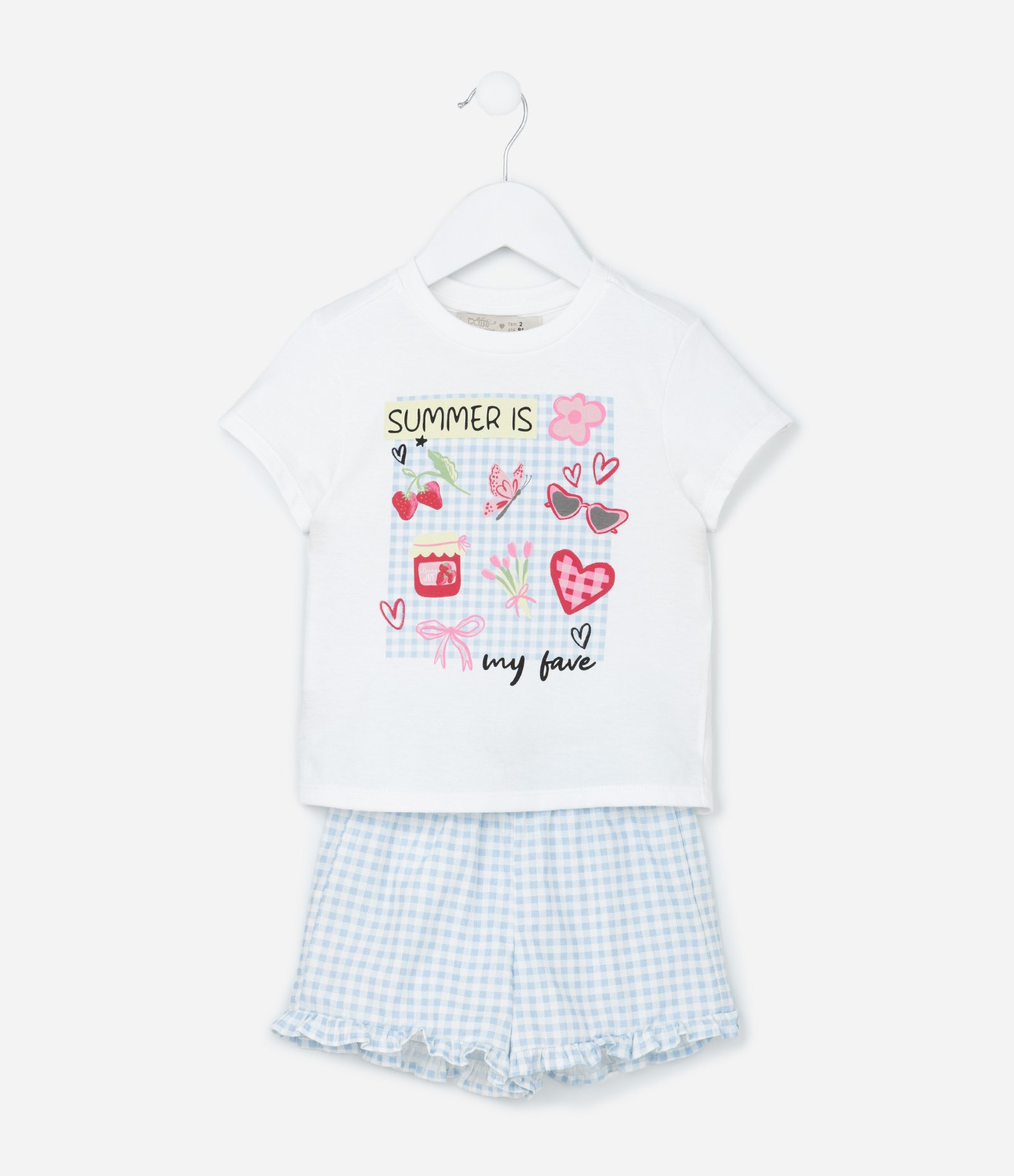 Conjunto Infantil com Estampa Localizada e Lettering Summer Is My Fave - Tam 1 A 6 Anos Branco/Azul claro 2