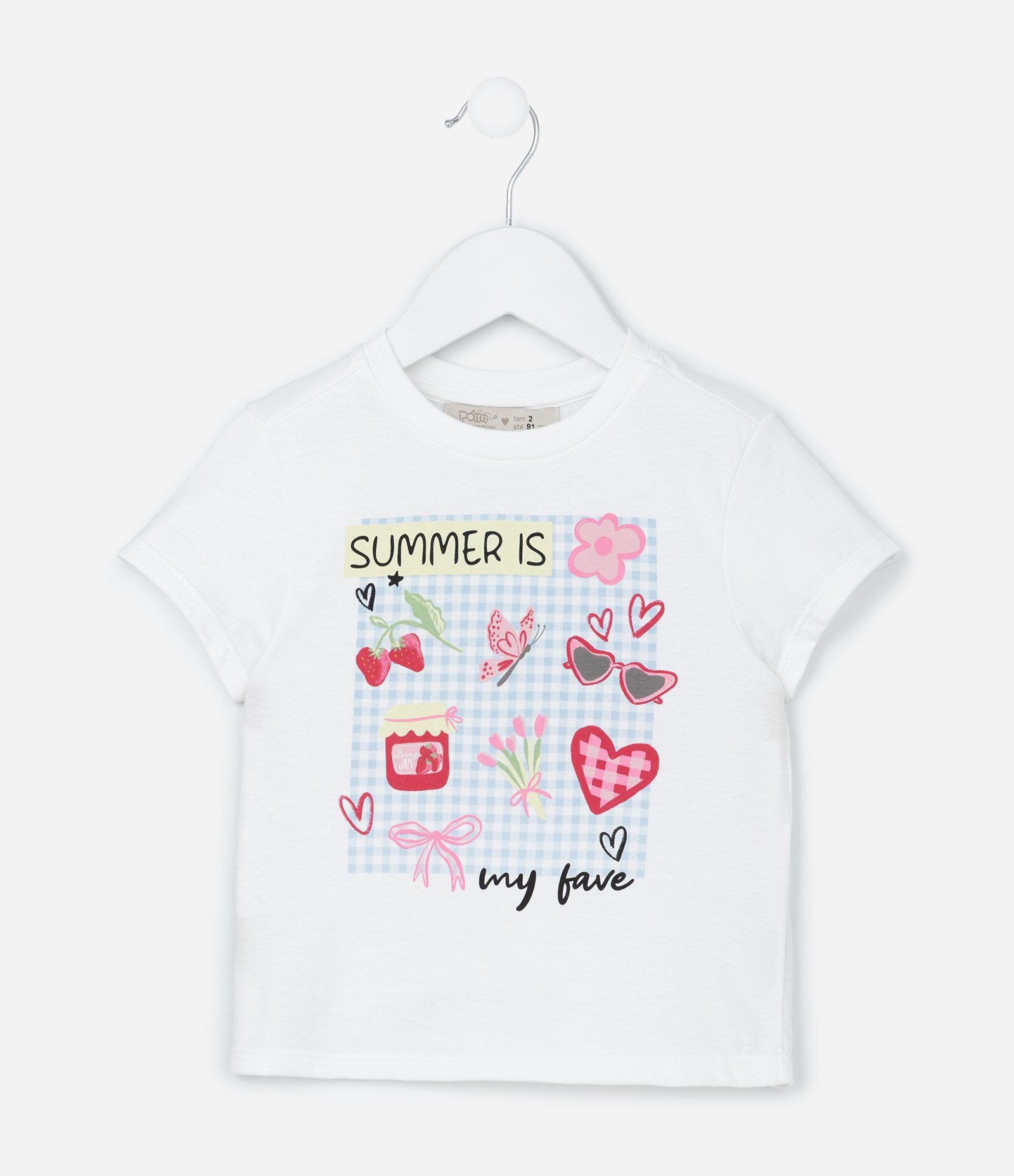 Conjunto Infantil com Estampa Localizada e Lettering Summer Is My Fave - Tam 1 A 6 Anos Branco/Azul claro 3
