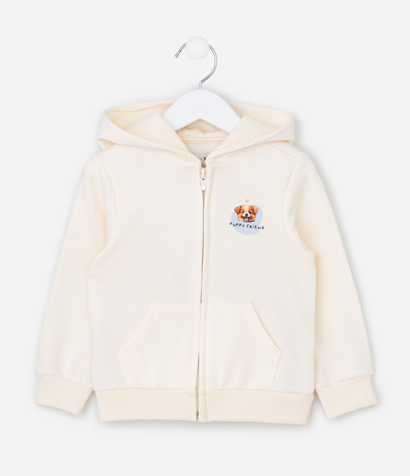 Casaco Infantil em Moletom Estampa Puppy Friend - Tam 1 a 6 Anos Bege 2