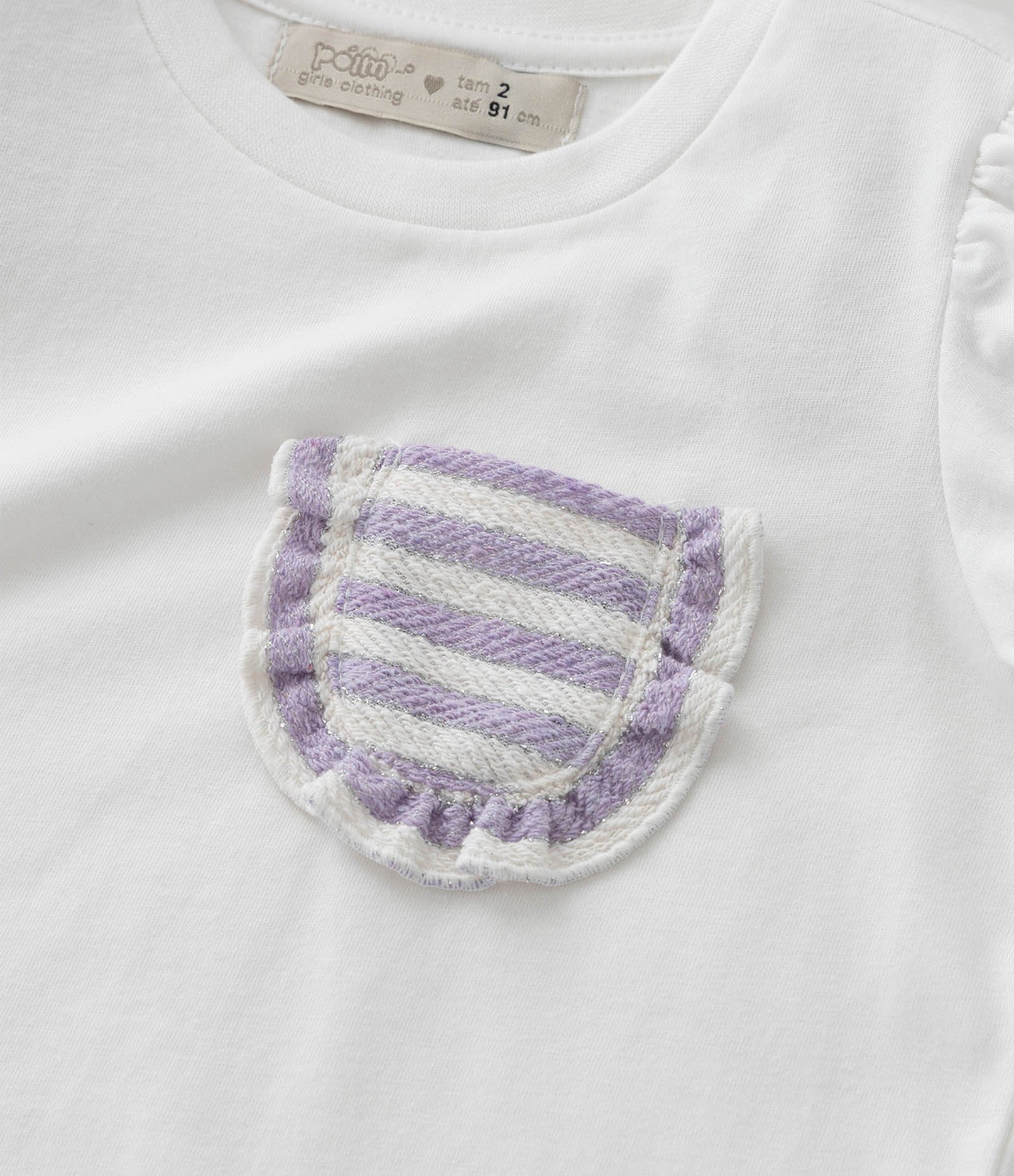 Conjunto Infantil com Estampa de Listras - Tam 1 a 6 Anos Branco/Lilás 11