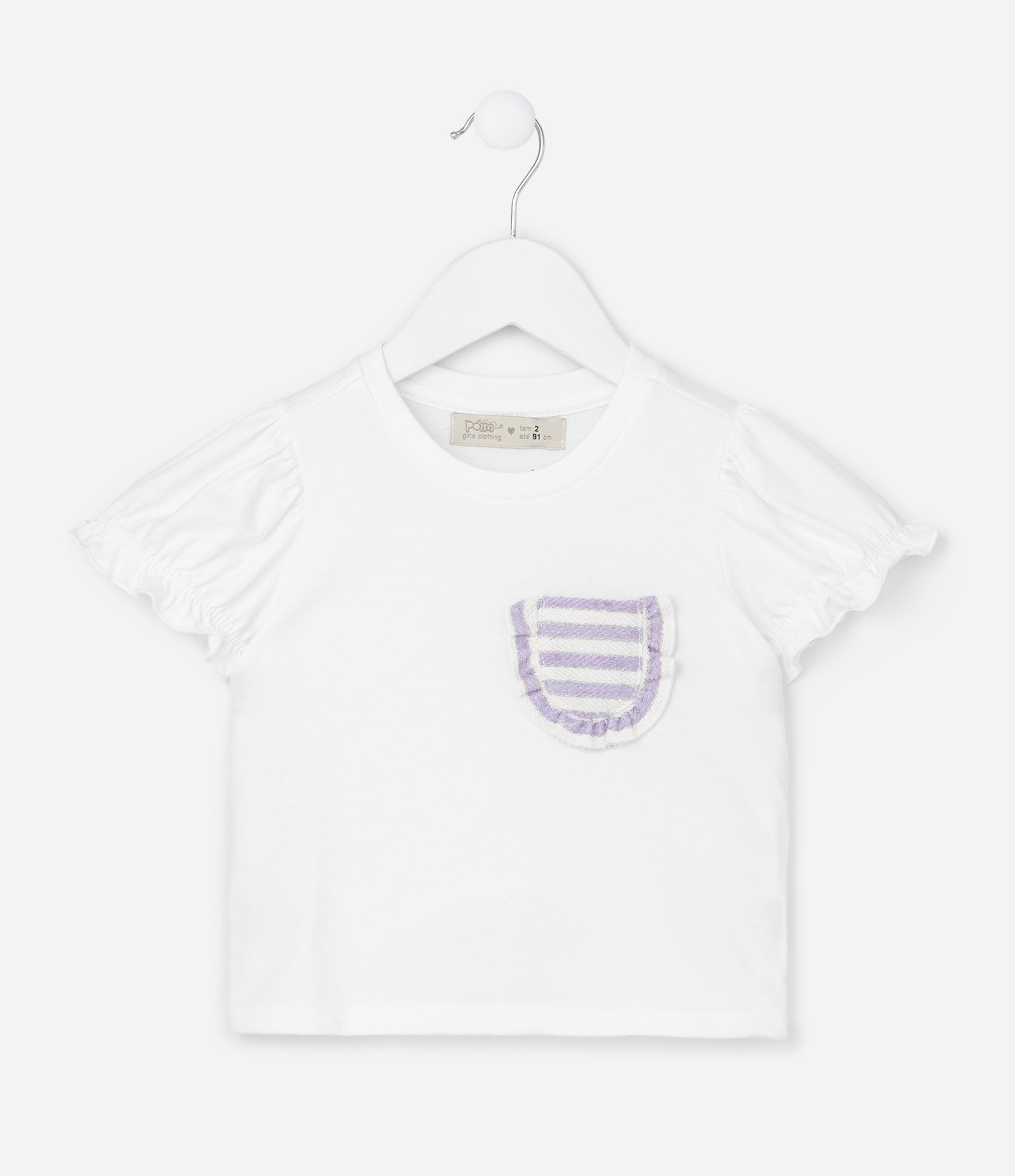 Conjunto Infantil com Estampa de Listras - Tam 1 a 6 Anos Branco/Lilás 3