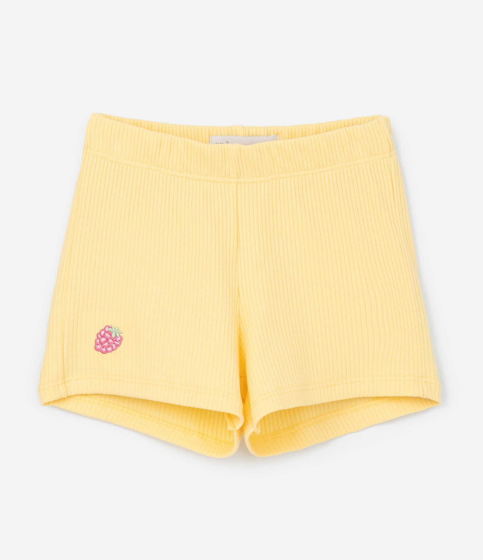 Conjunto Infantil em Ribana com Bordado de Morango - Tam 1 a 6 Anos Amarelo 5