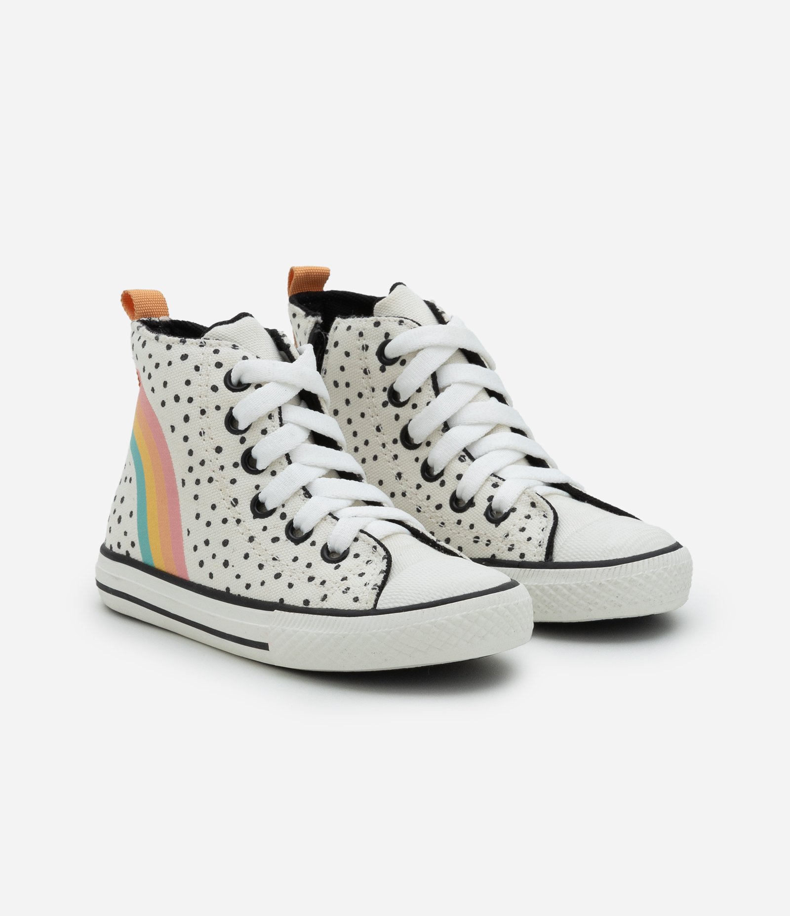 Tênis Infantil Abotinado com Estampa Arco-Íris - Tam 20 ao 27 Off White 1