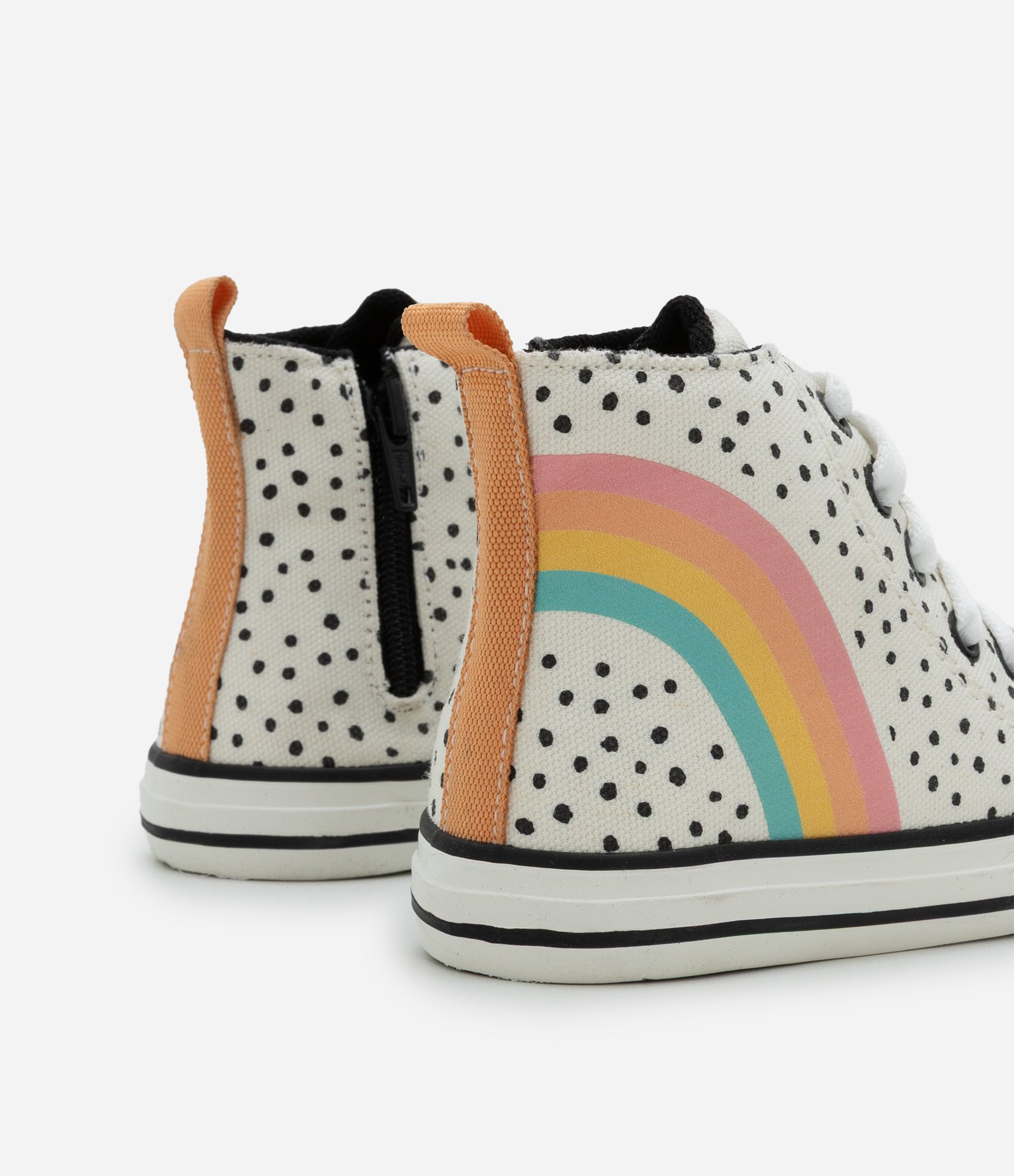 Tênis Infantil Abotinado com Estampa Arco-Íris - Tam 20 ao 27 Off White 2