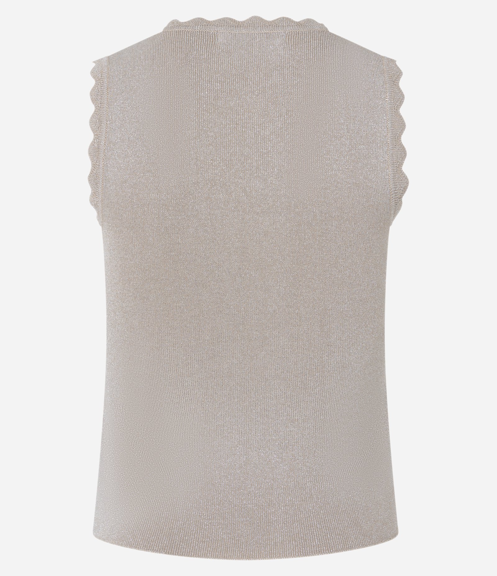 Blusa em Tricô com Fios Metalizados e Relevos na Gola Bege 3